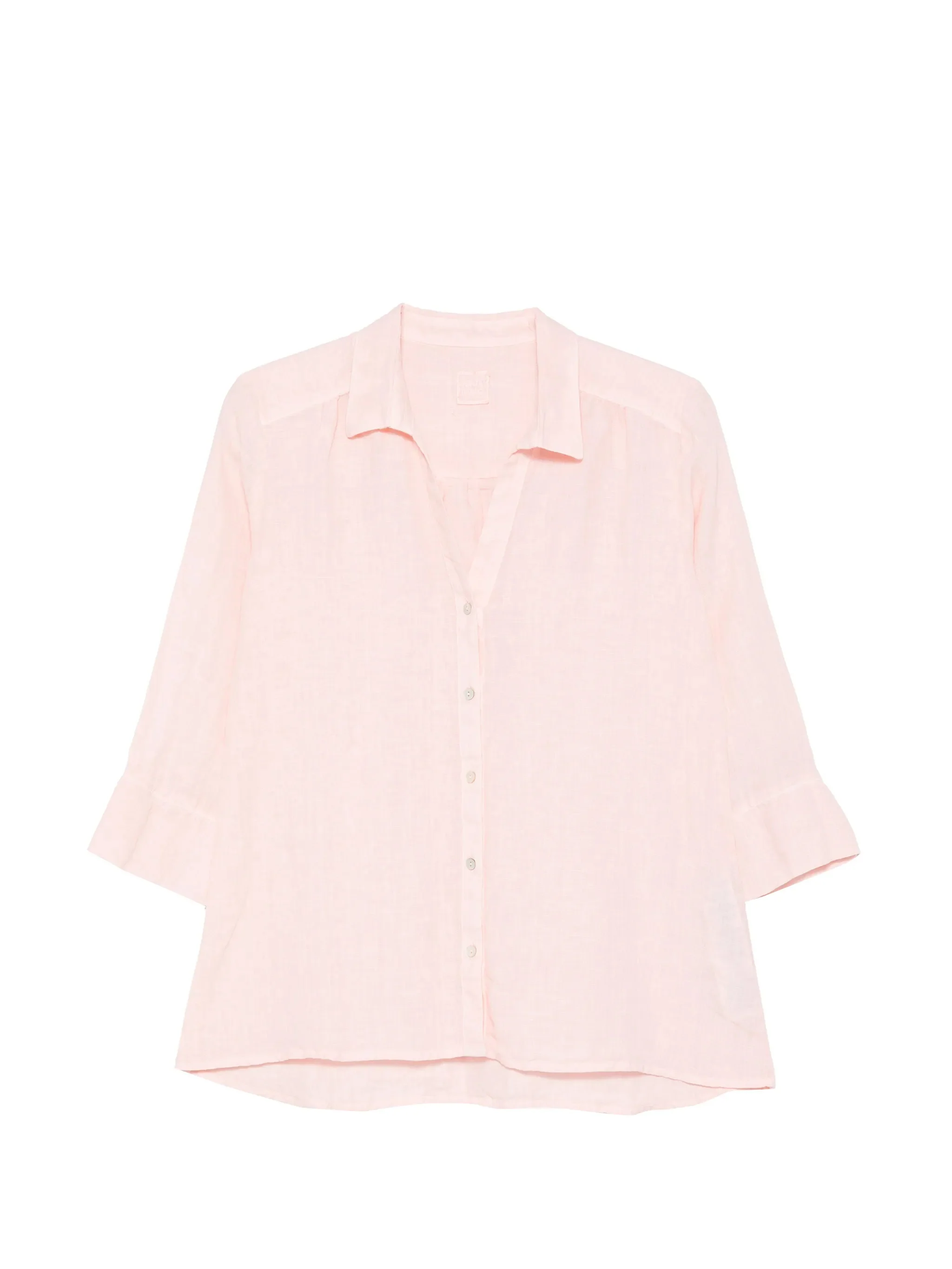 120% Lino Classic V-Neck Long Sleeve Linen Shirt