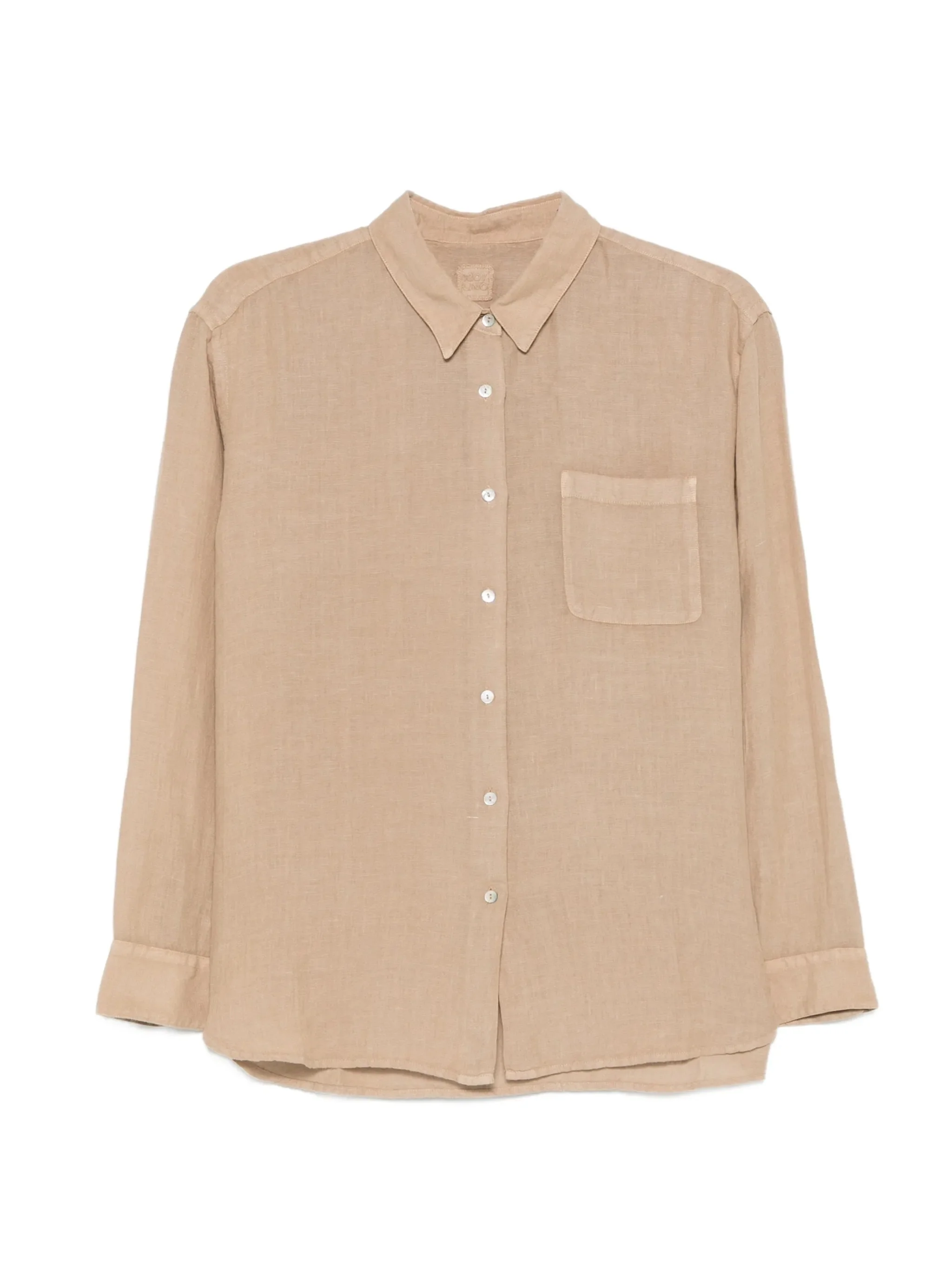 120% Lino Long-Sleeved Linen Shirt with Front Pocket - Perfect for Every Woman's Wardrobe