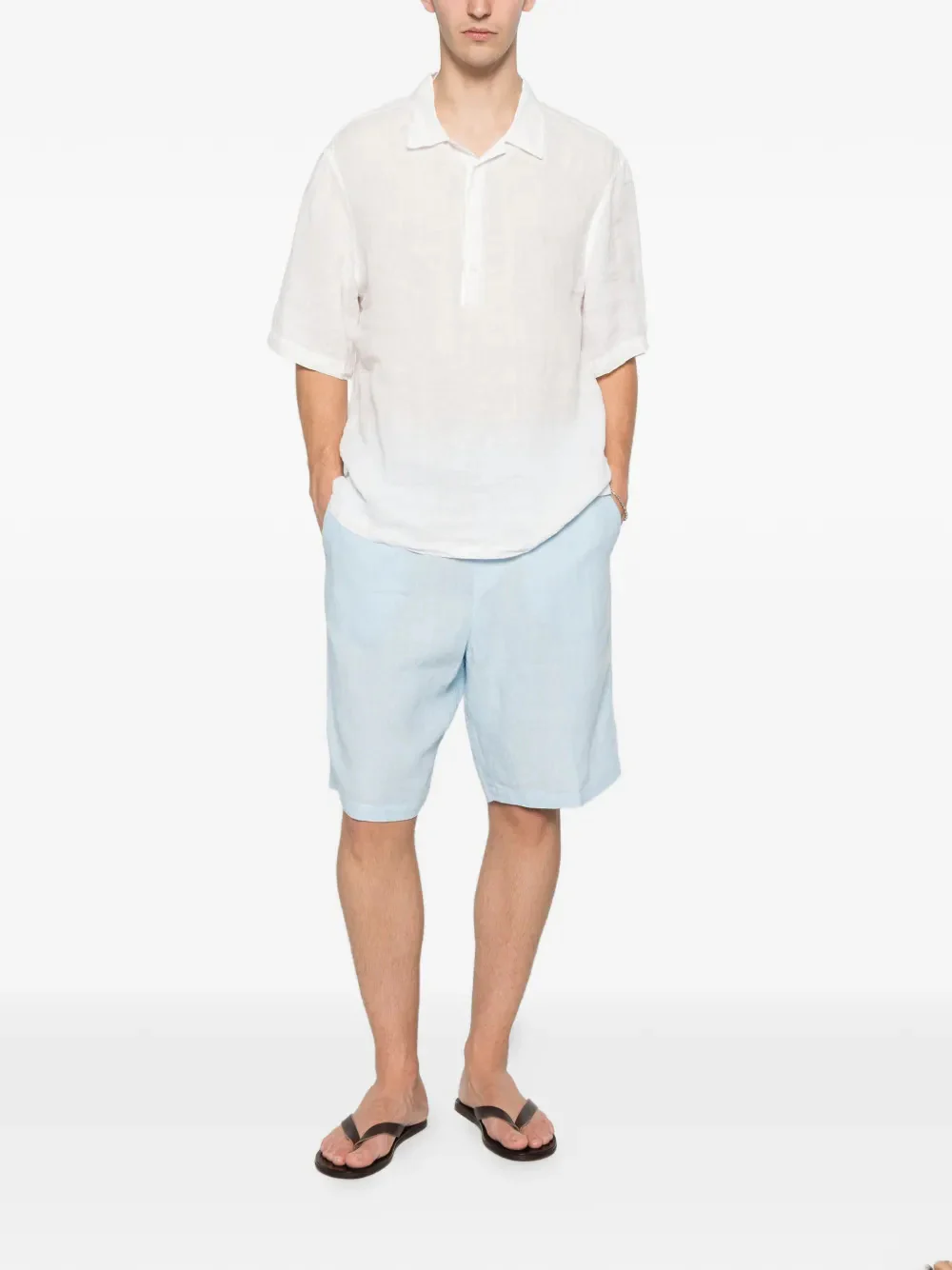120% Lino Men's Linen Bermuda Shorts with Drawstring Waist - Size 33 - Image 2