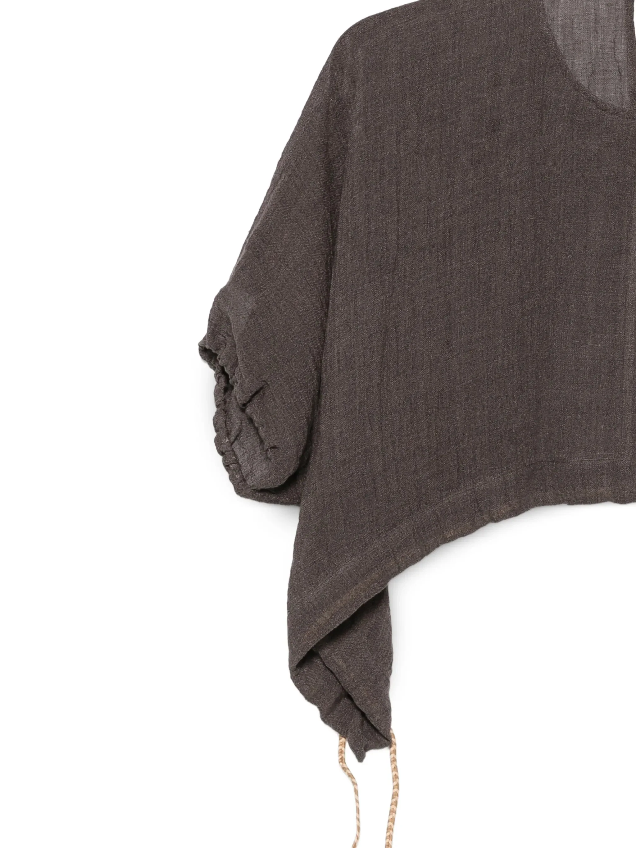 120% Lino Short-Sleeved Linen Blouse with Adjustable Hem - Image 3