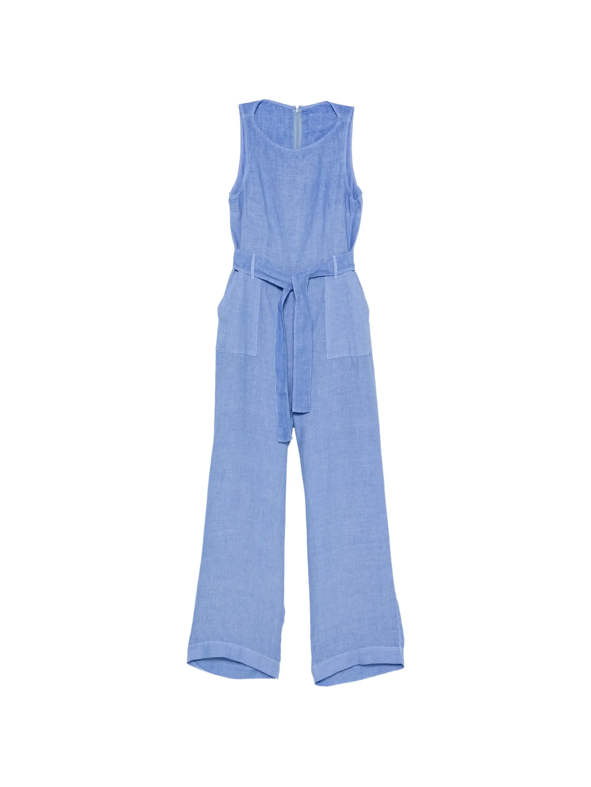 120% Lino Sleeveless Linen Jumpsuit with Belt - Size 38