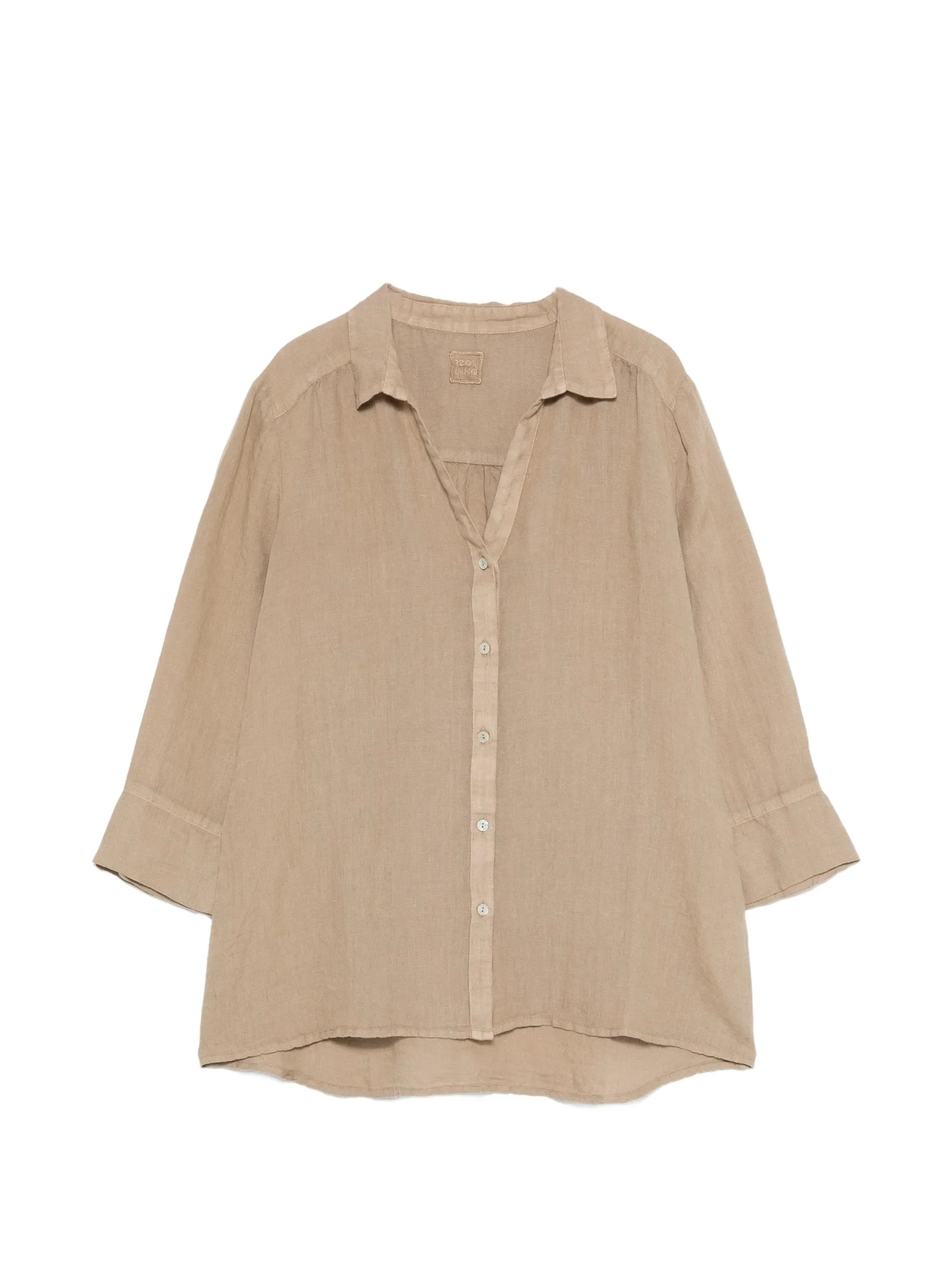 120% Lino V-Neck Long Sleeve Linen Shirt