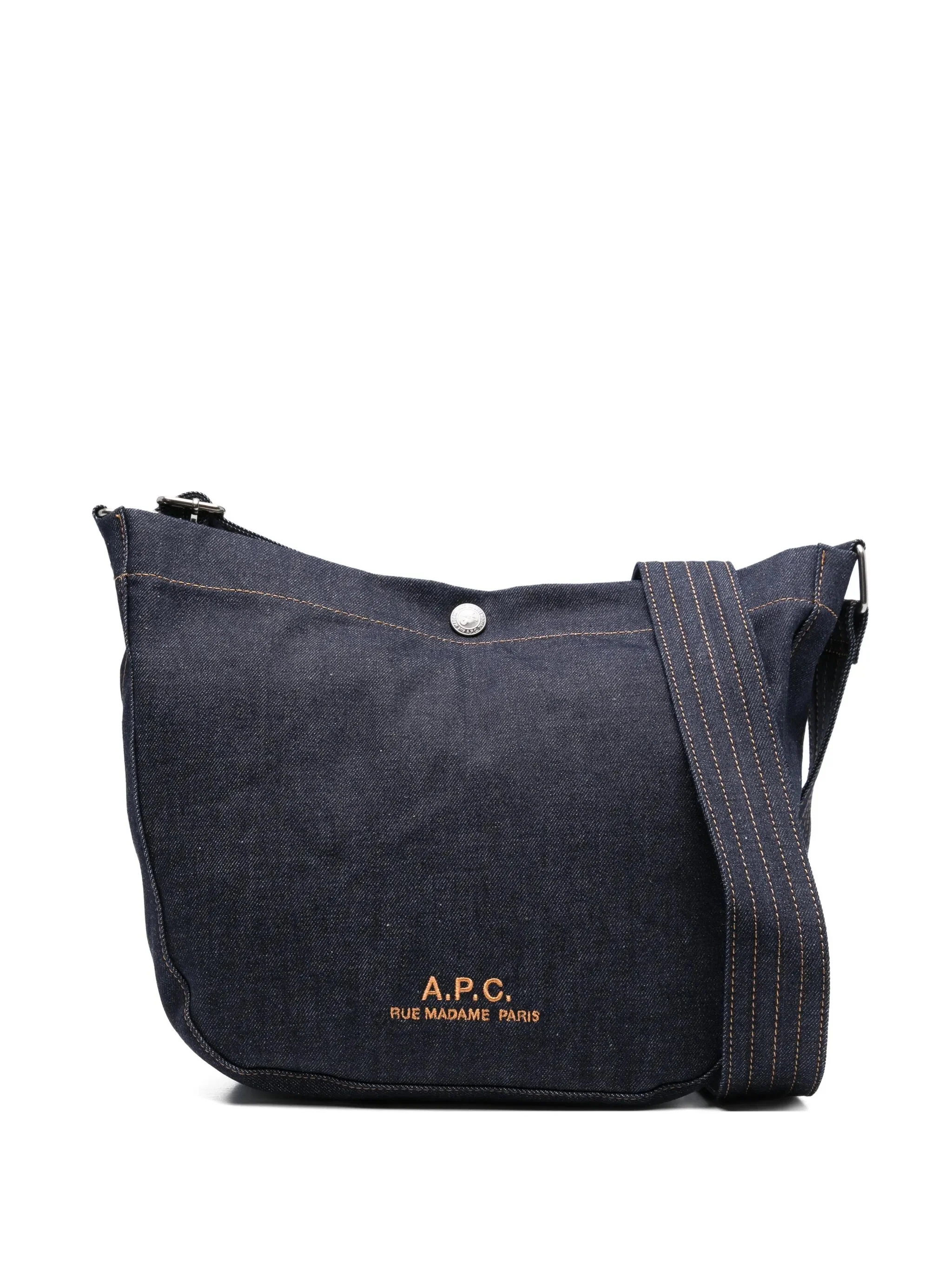 A.p.c. Cotton Shoulder Handbag with Embroidered Logo