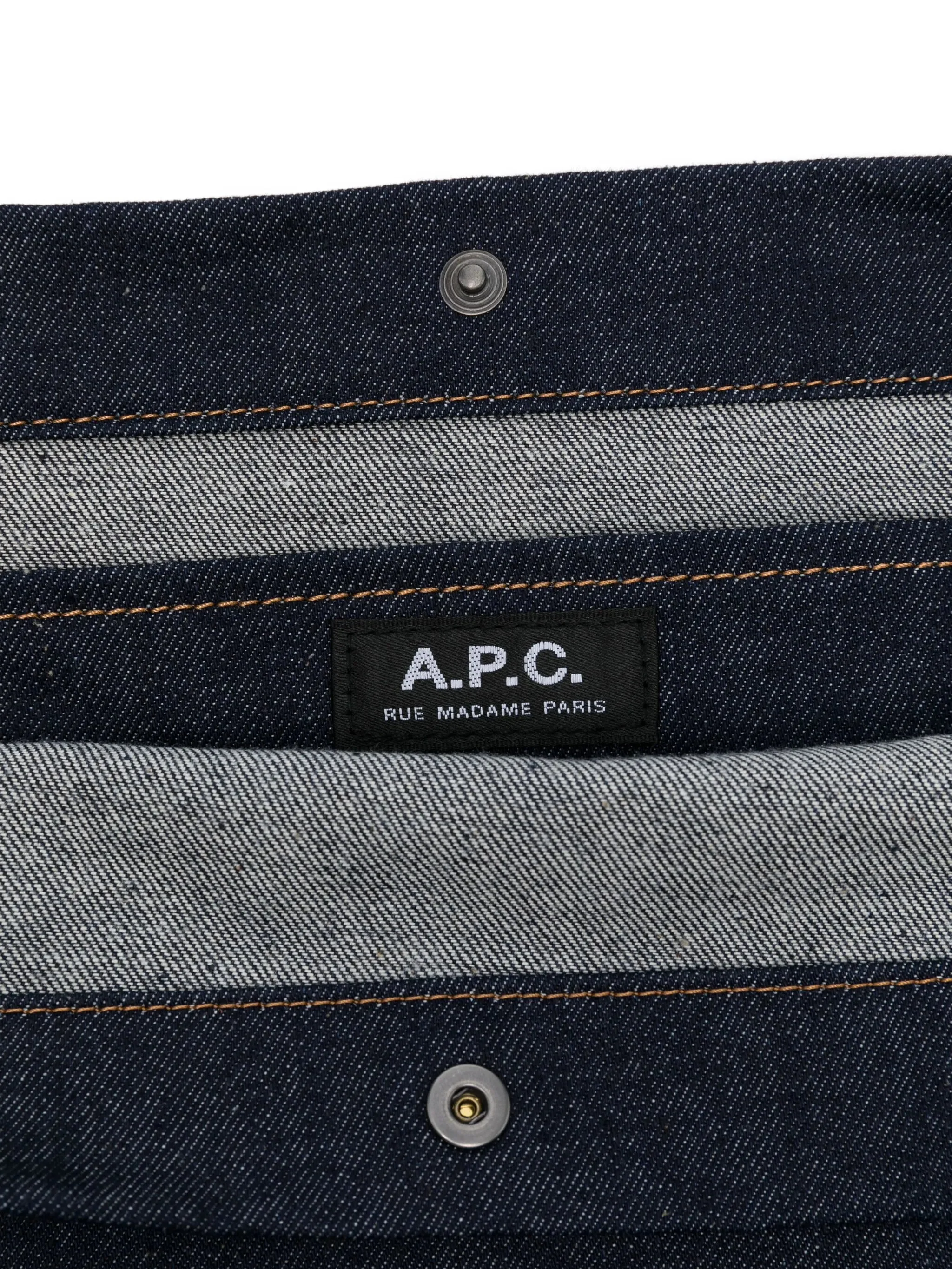 A.p.c. Cotton Shoulder Handbag with Embroidered Logo - Image 5