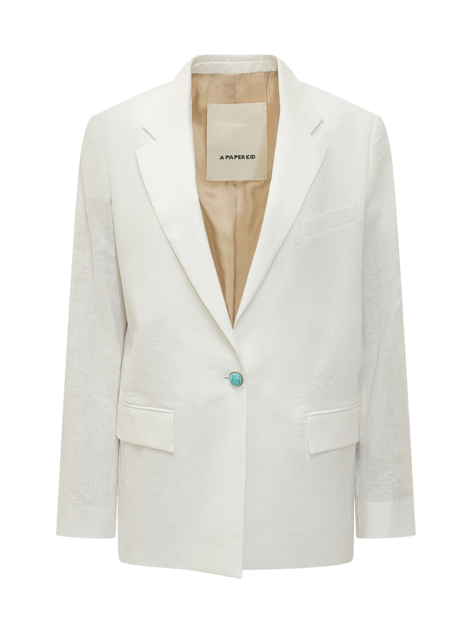 A Paper Kid Linen Mini Jacket with Single Reverse Button