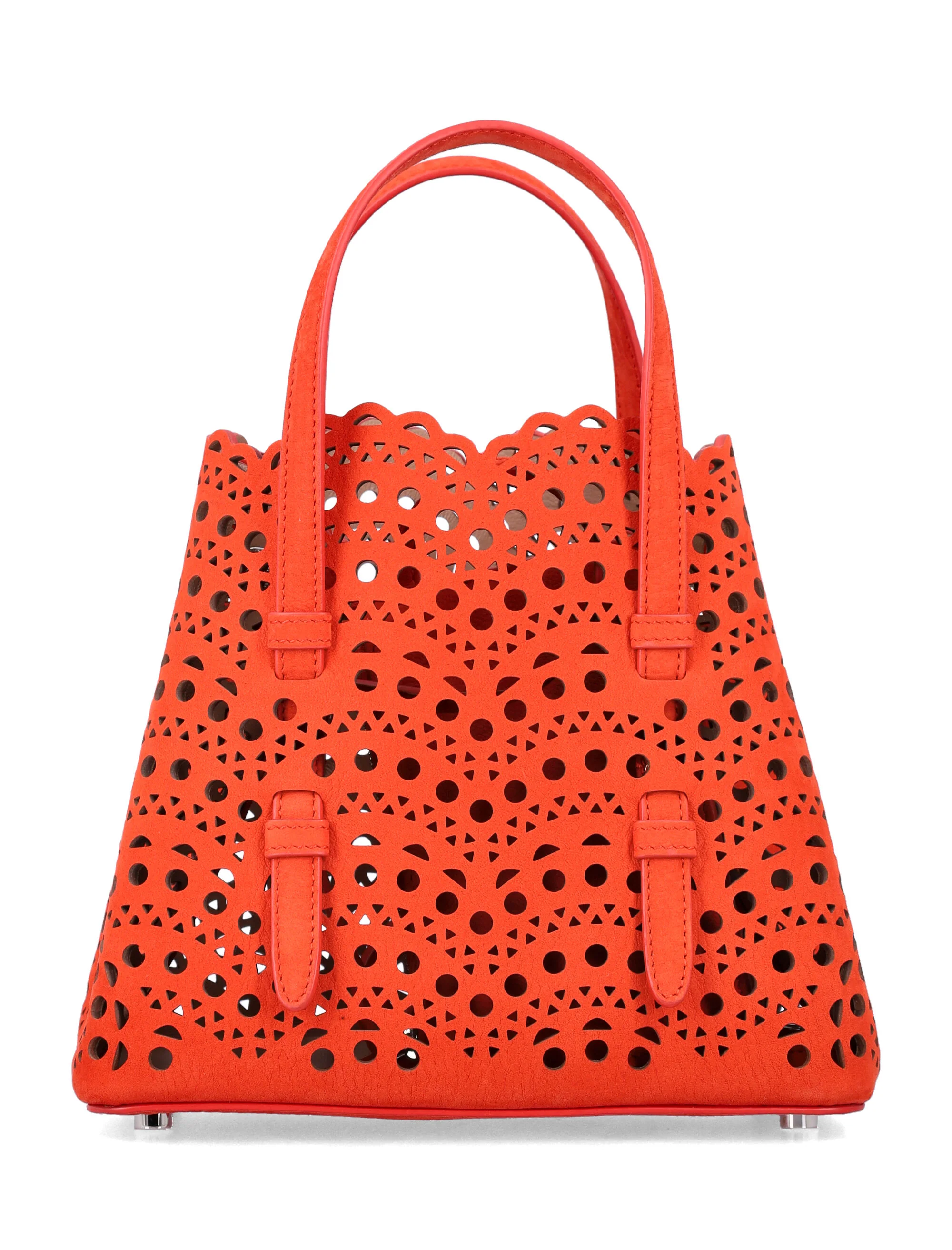 Alaia Elevated Mini Handbag with Architectural Motif and Adjustable Strap - Image 3