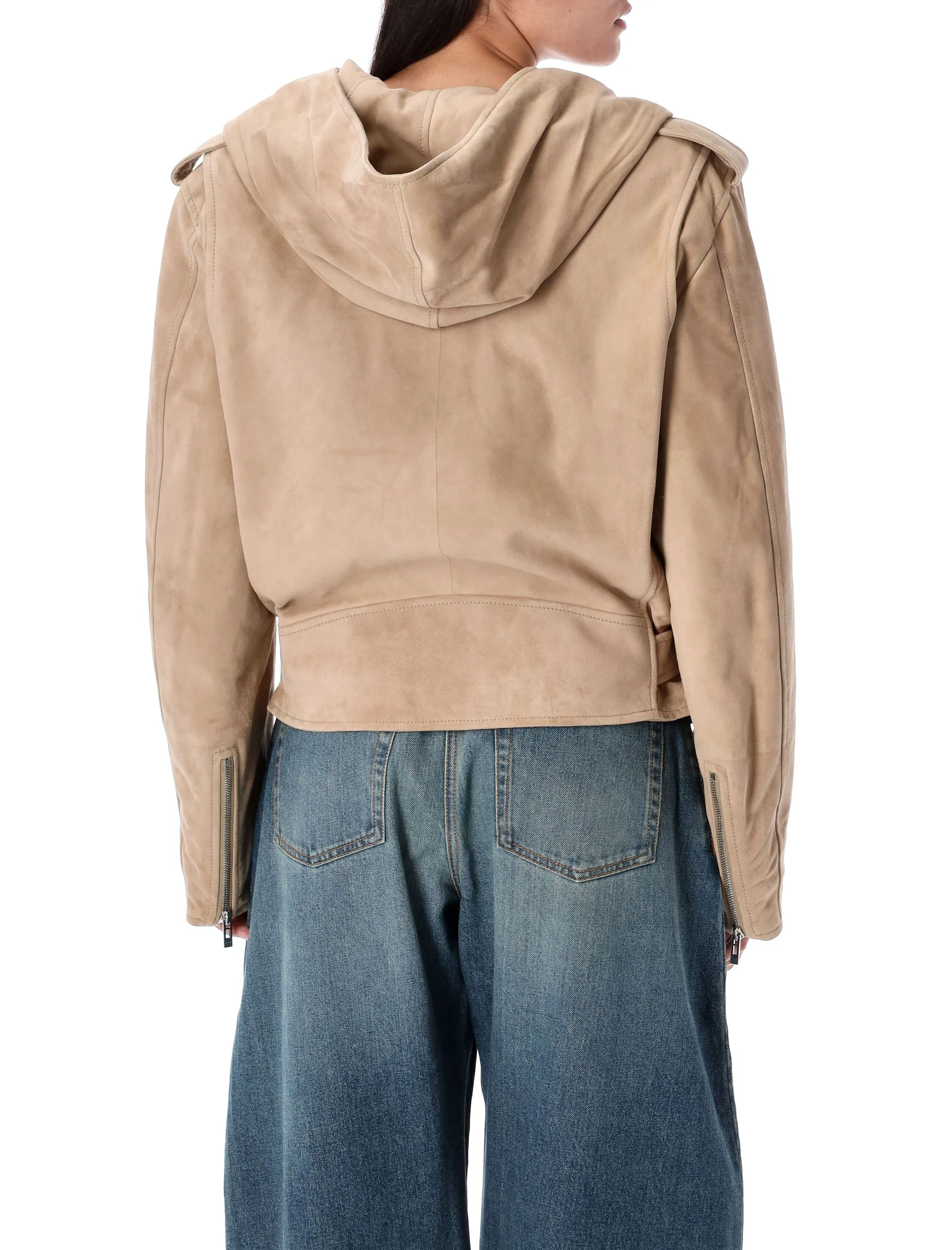 Alaia Full-Coverage Hooded Biker Jacket Size 38 - Image 2