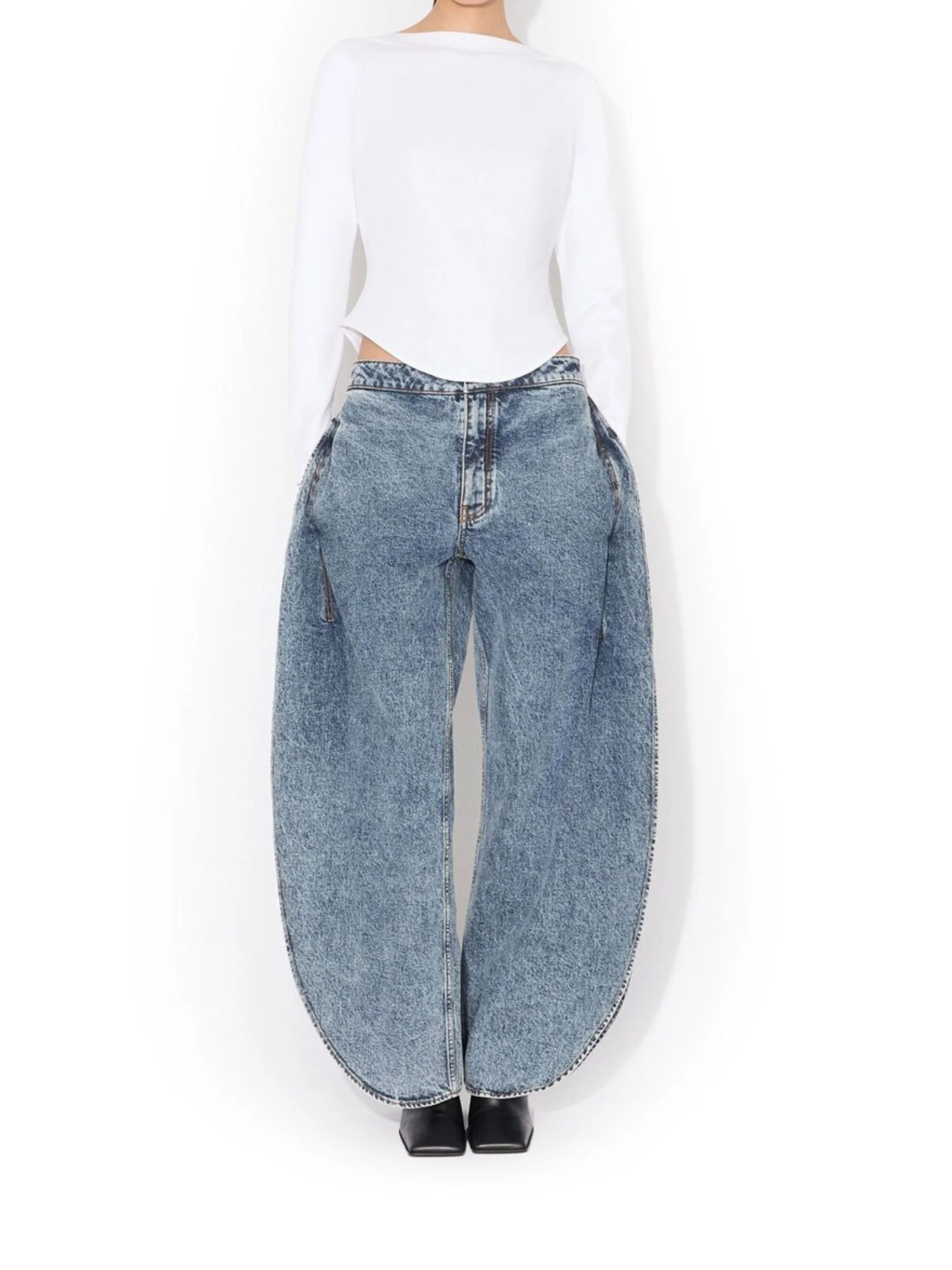 Alaia High Waist Mini Denim Pants with Slit - Image 3