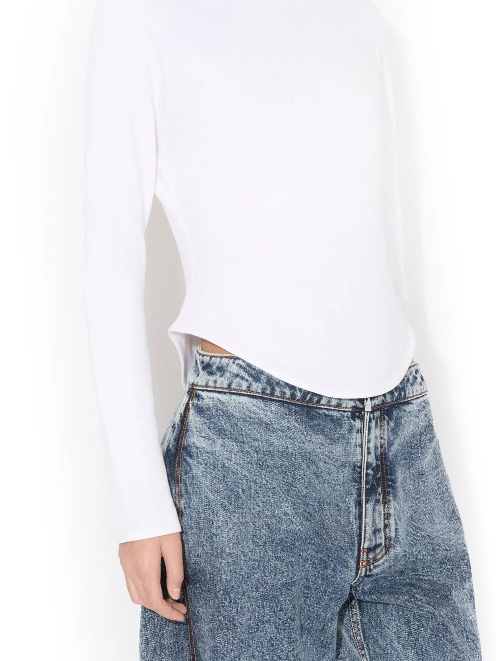 Alaia High Waist Mini Denim Pants with Slit - Image 4