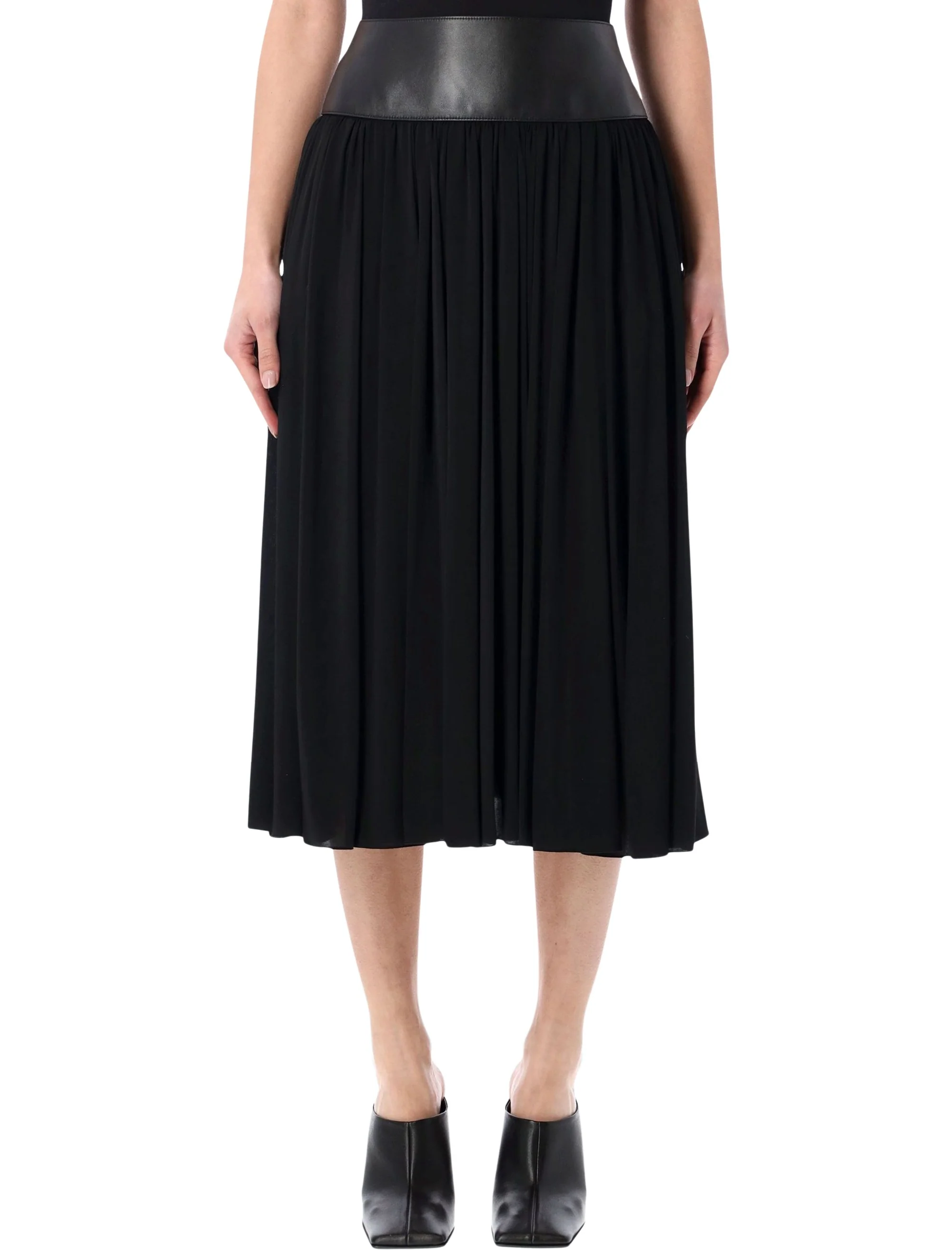Alaia Jersey and Nappa Midi Skirt - Image 4