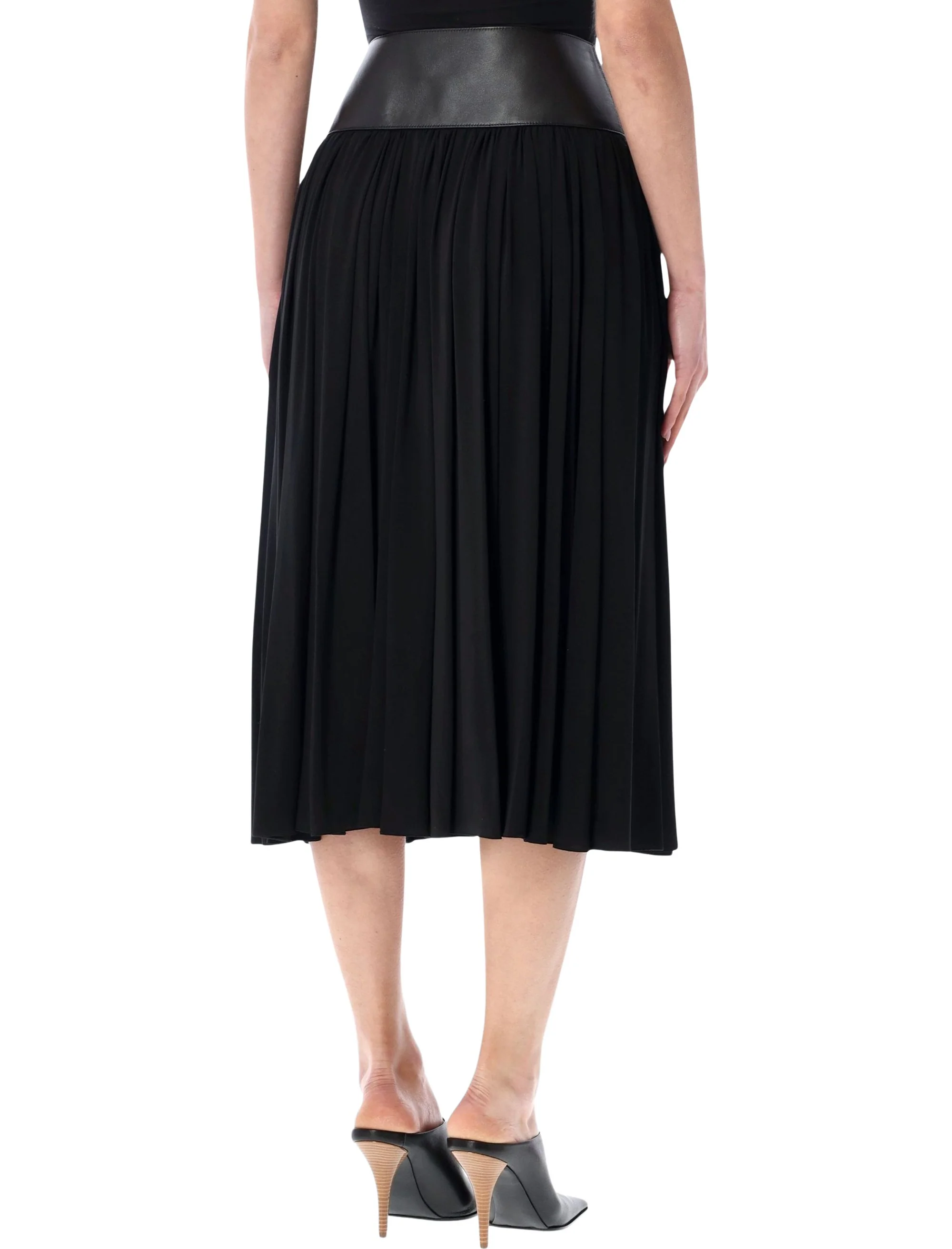 Alaia Jersey and Nappa Midi Skirt - Image 5