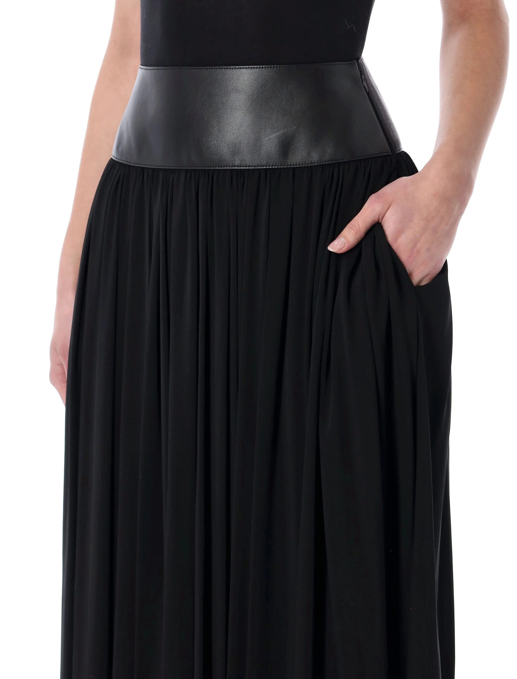Alaia Jersey and Nappa Midi Skirt - Image 6