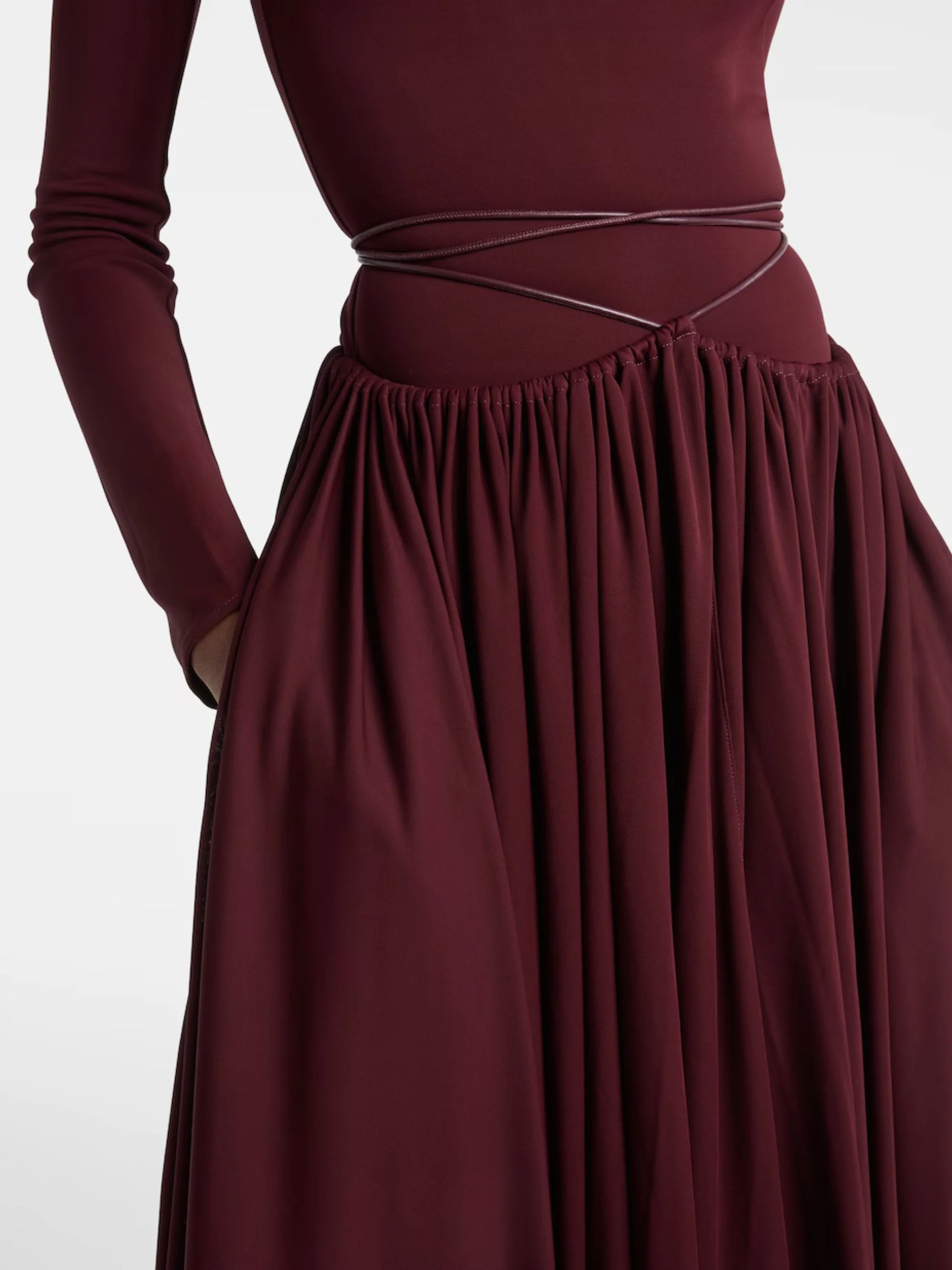 Alaia Pleated Long Sleeve Cotton Blend Poplin Shirtdress - Image 4