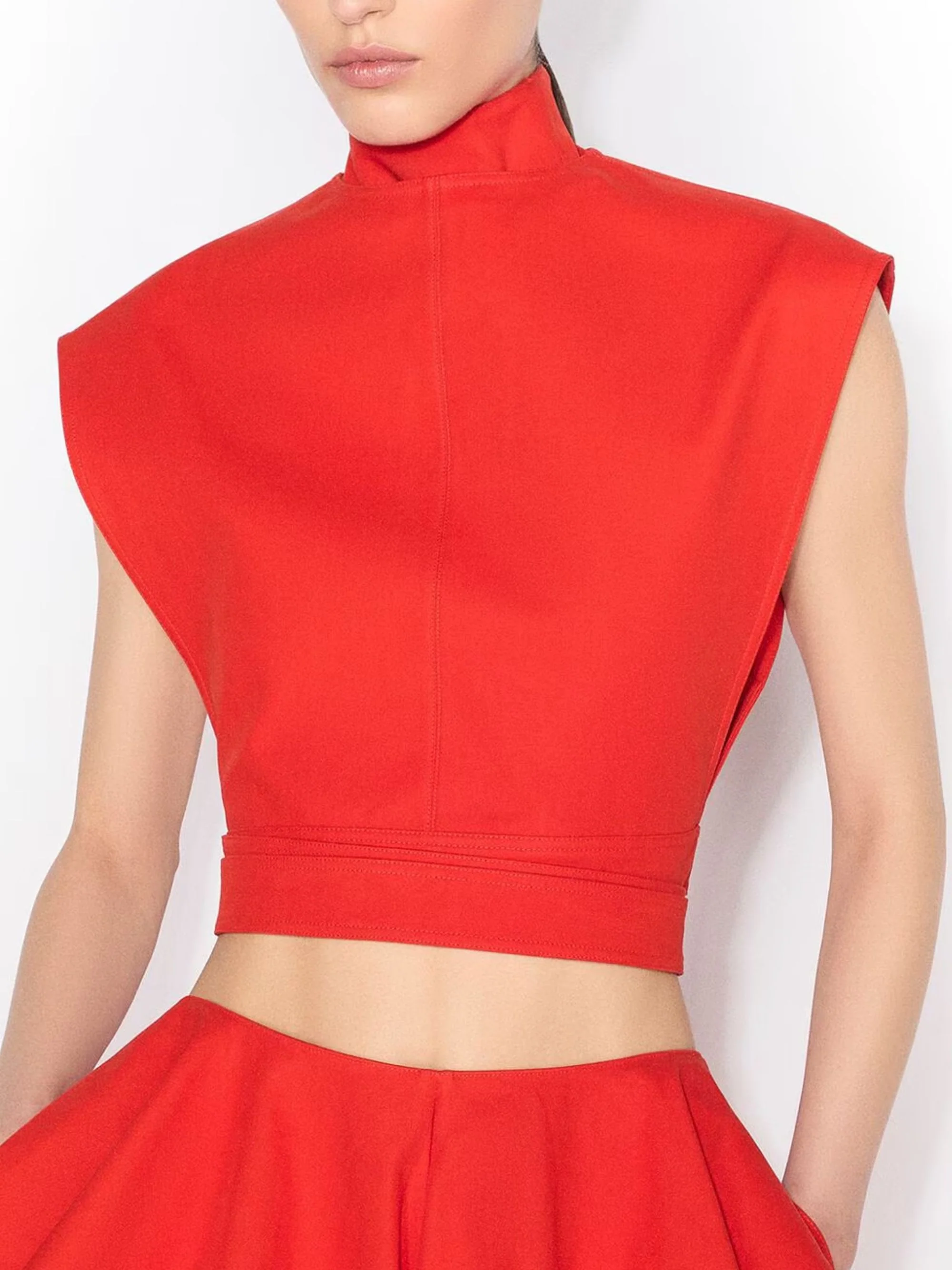 Alaia Sleeveless Cotton Belted Top with Cutout Design - Image 3