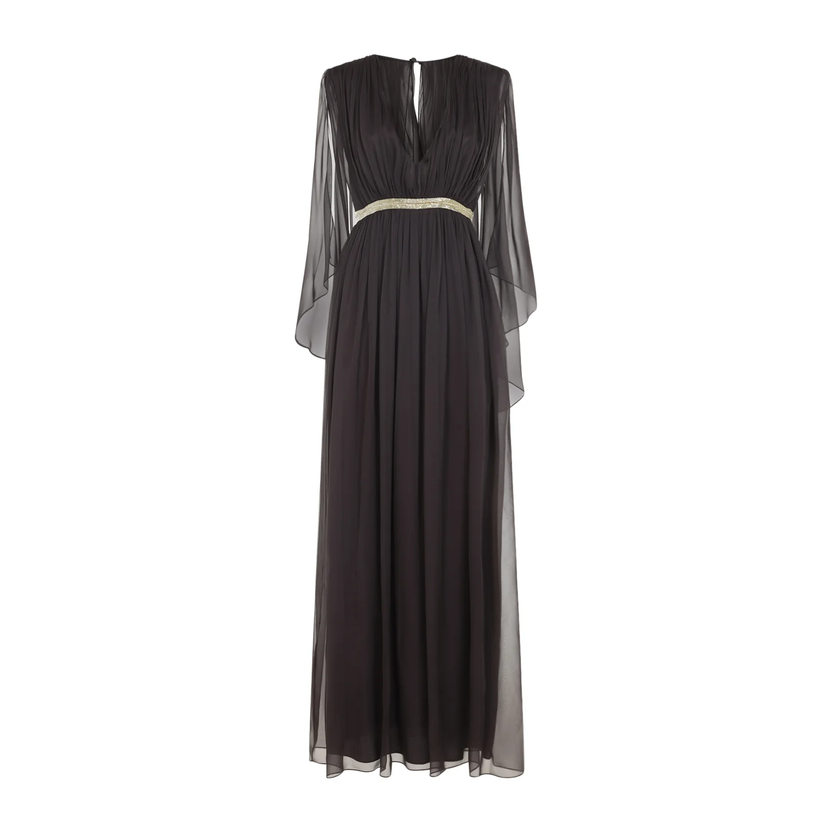 ALBERTA FERRETTI Fitted Long Gown with Contrasting Embroidered Details - Image 2