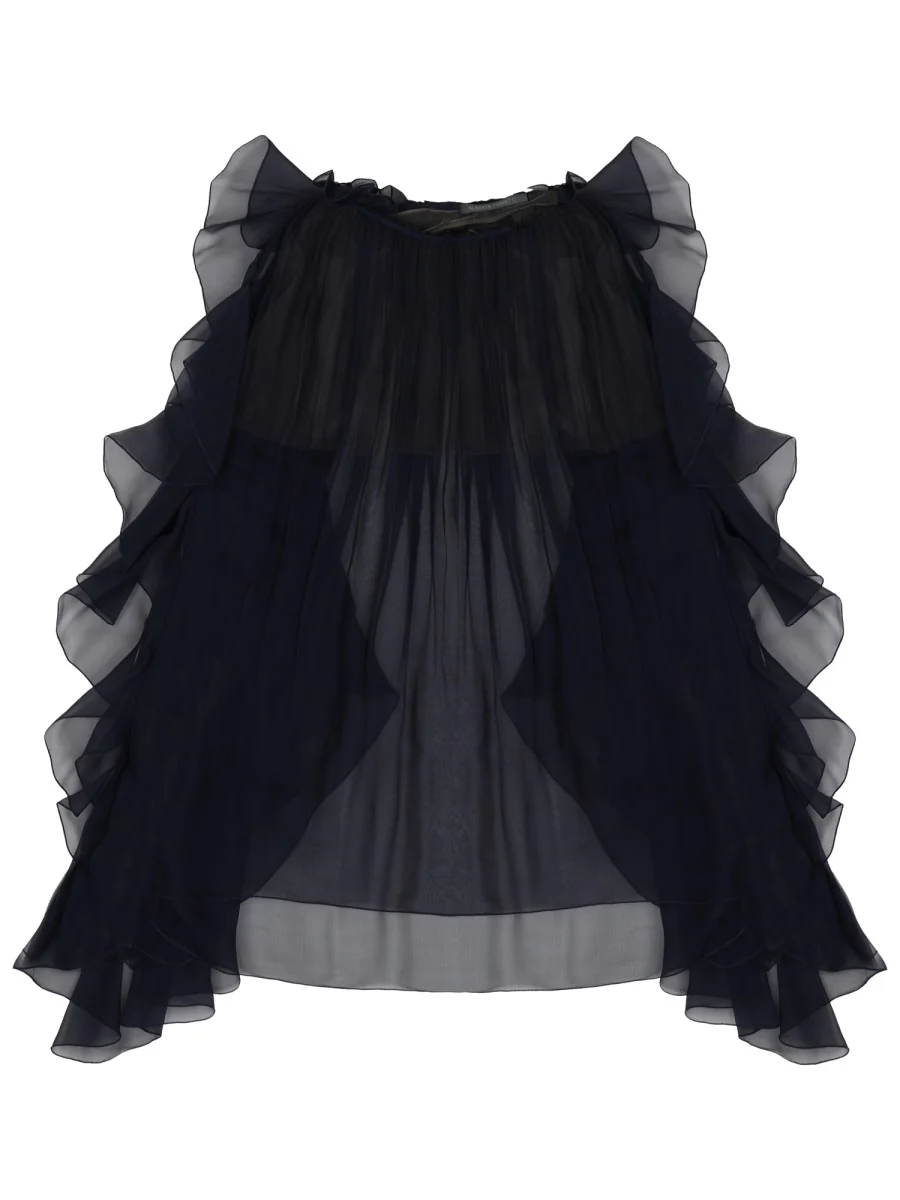 ALBERTA FERRETTI Ruffle-detail Silk Blouse