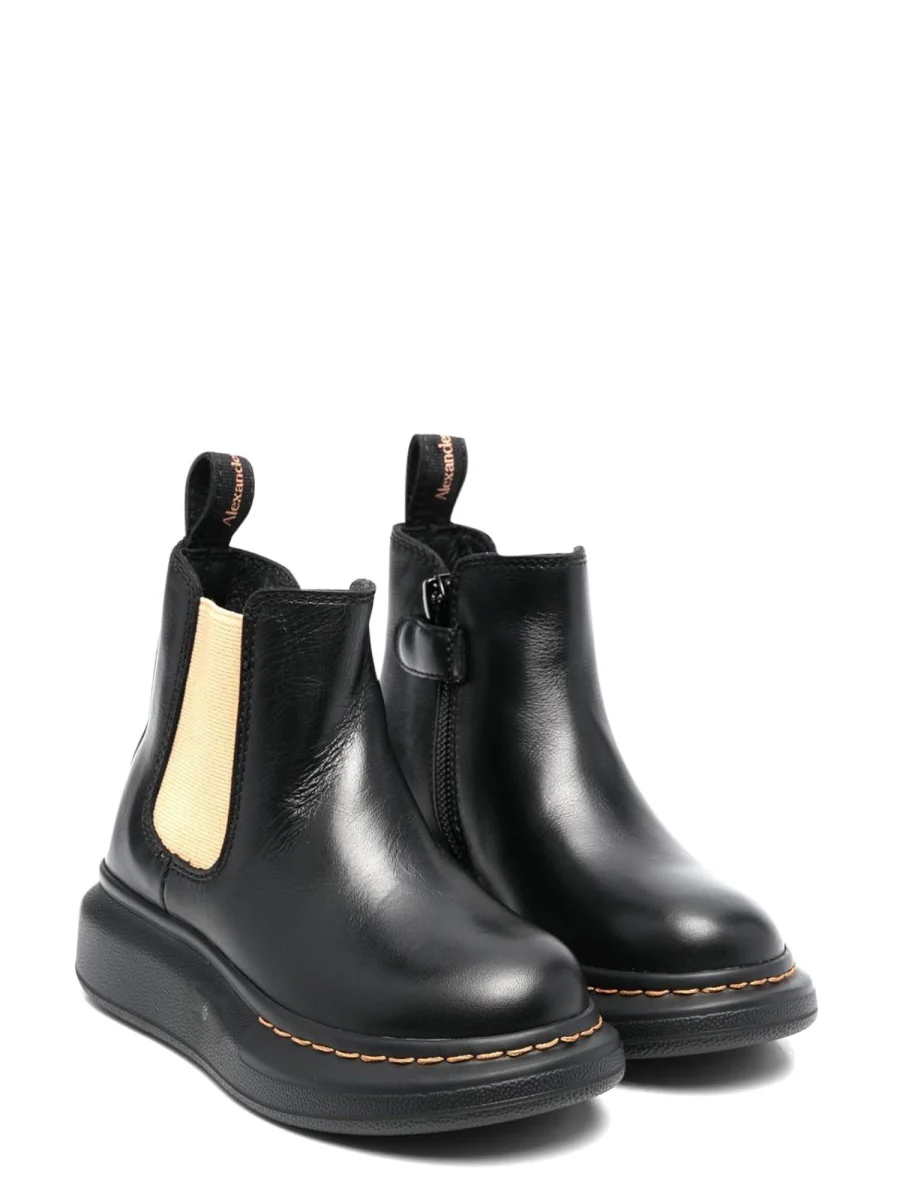 ALEXANDER McQUEEN Ankle Boot with Contrasting Elastic on the Side