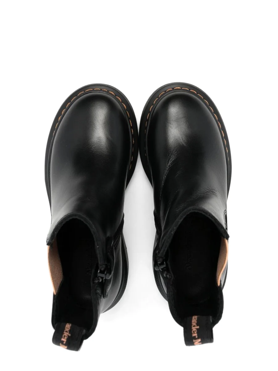ALEXANDER McQUEEN Ankle Boot with Contrasting Elastic on the Side - Image 3