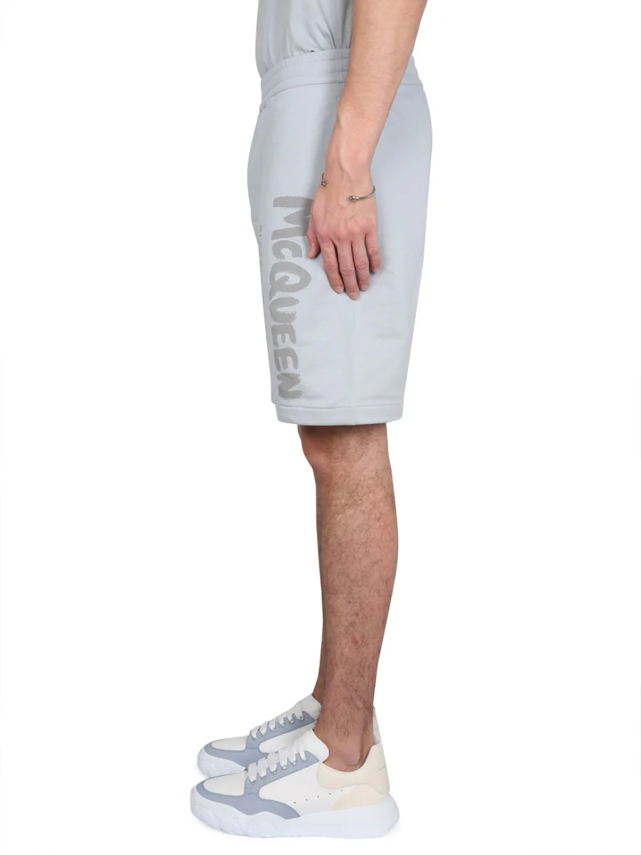 ALEXANDER McQUEEN Bermuda Shorts with Graffiti Logo Print - Image 3