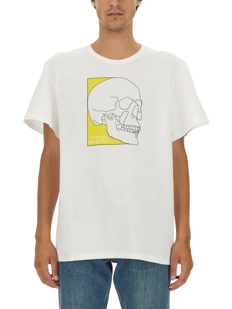 ALEXANDER McQUEEN Crew Neck T-shirt with Skull Print