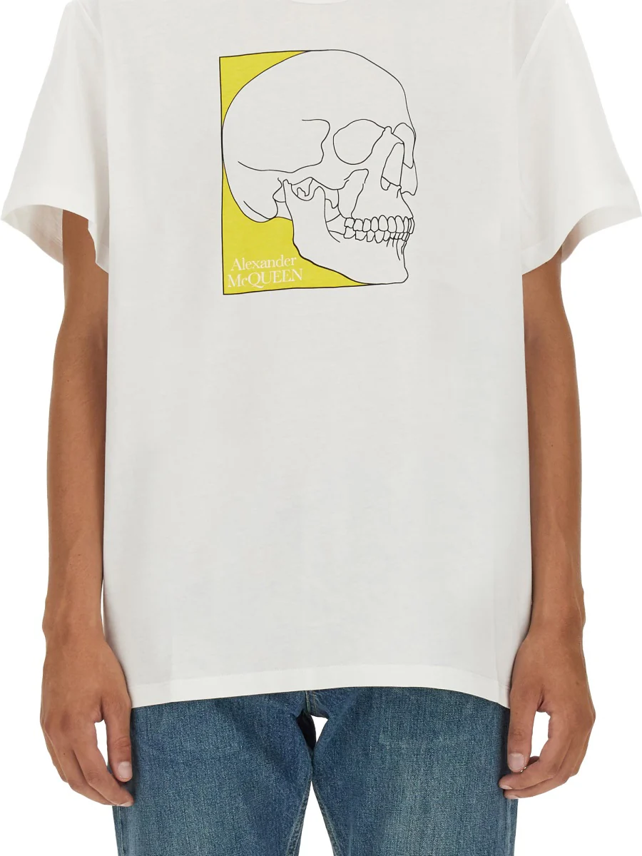 ALEXANDER McQUEEN Crew Neck T-shirt with Skull Print - Image 3