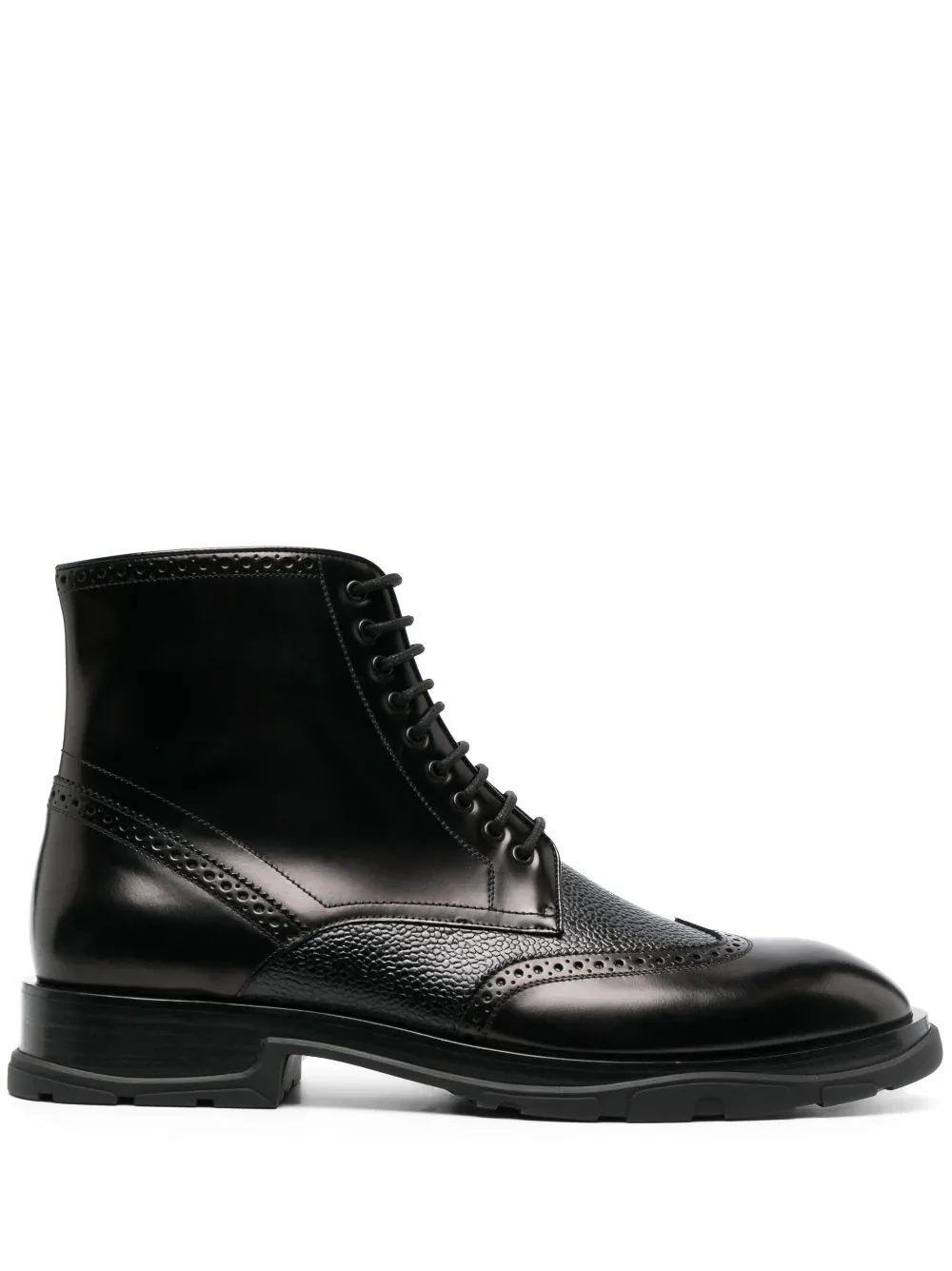 Alexander Mcqueen Front Lace-Up Fastening Brogue Boots for Men