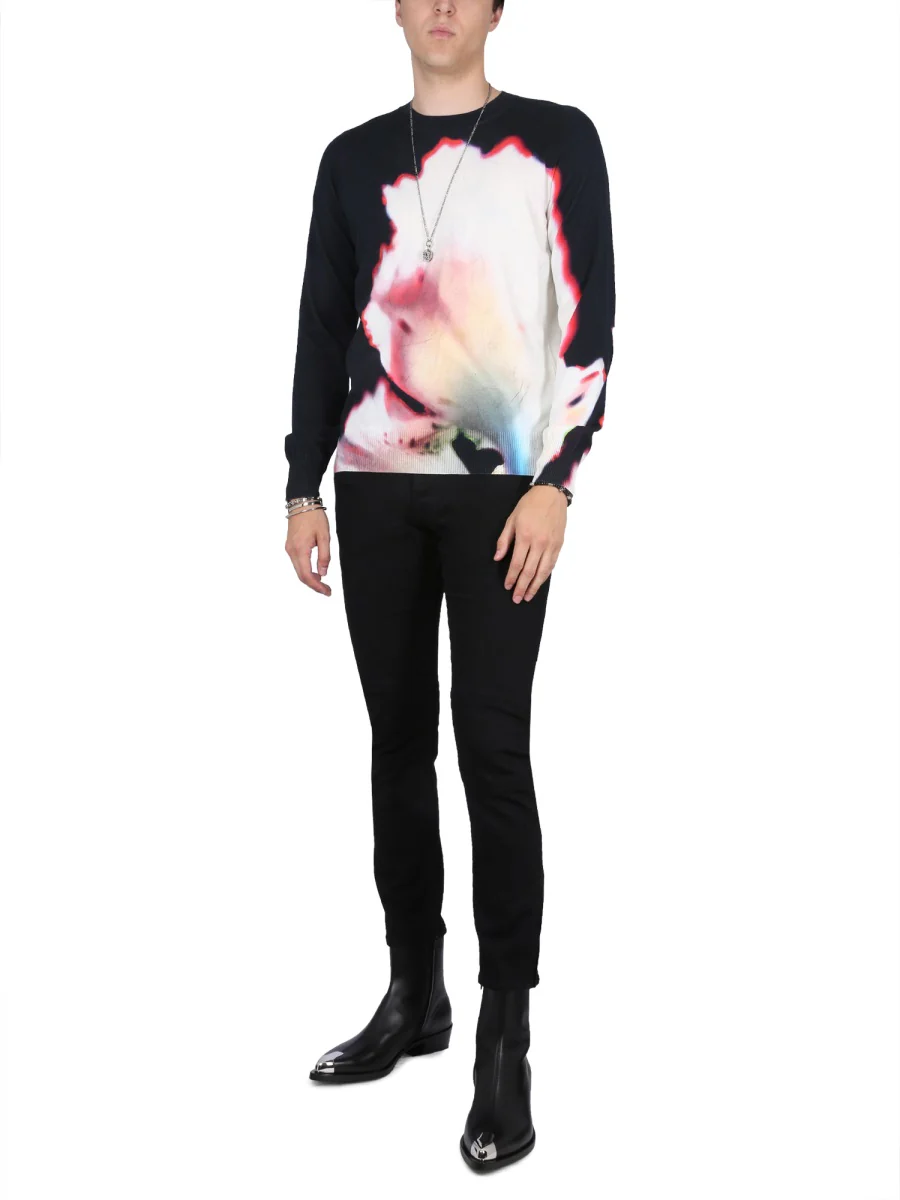 ALEXANDER McQUEEN Jersey with Solarised Flower Print - Image 2