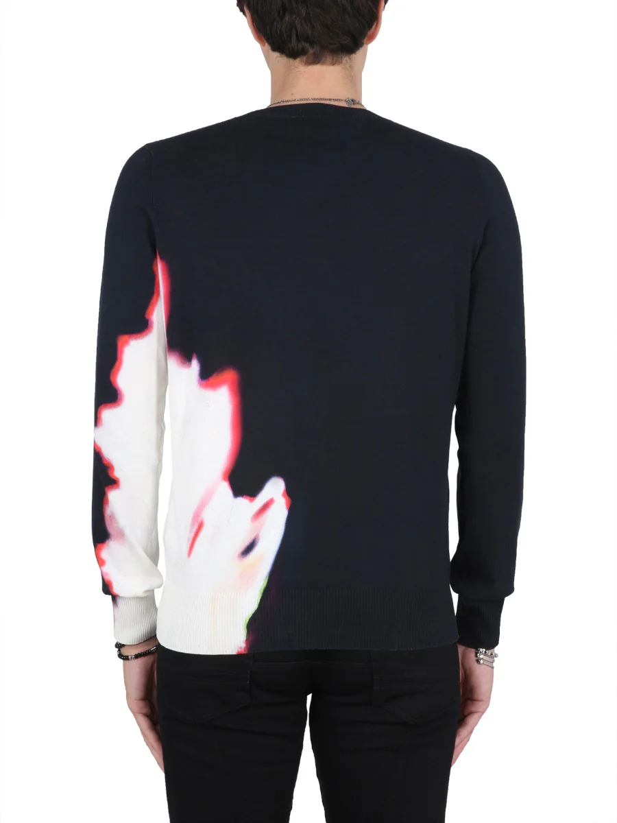ALEXANDER McQUEEN Jersey with Solarised Flower Print - Image 3