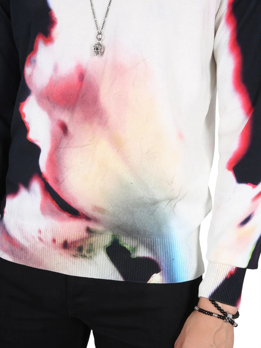 ALEXANDER McQUEEN Jersey with Solarised Flower Print - Image 4