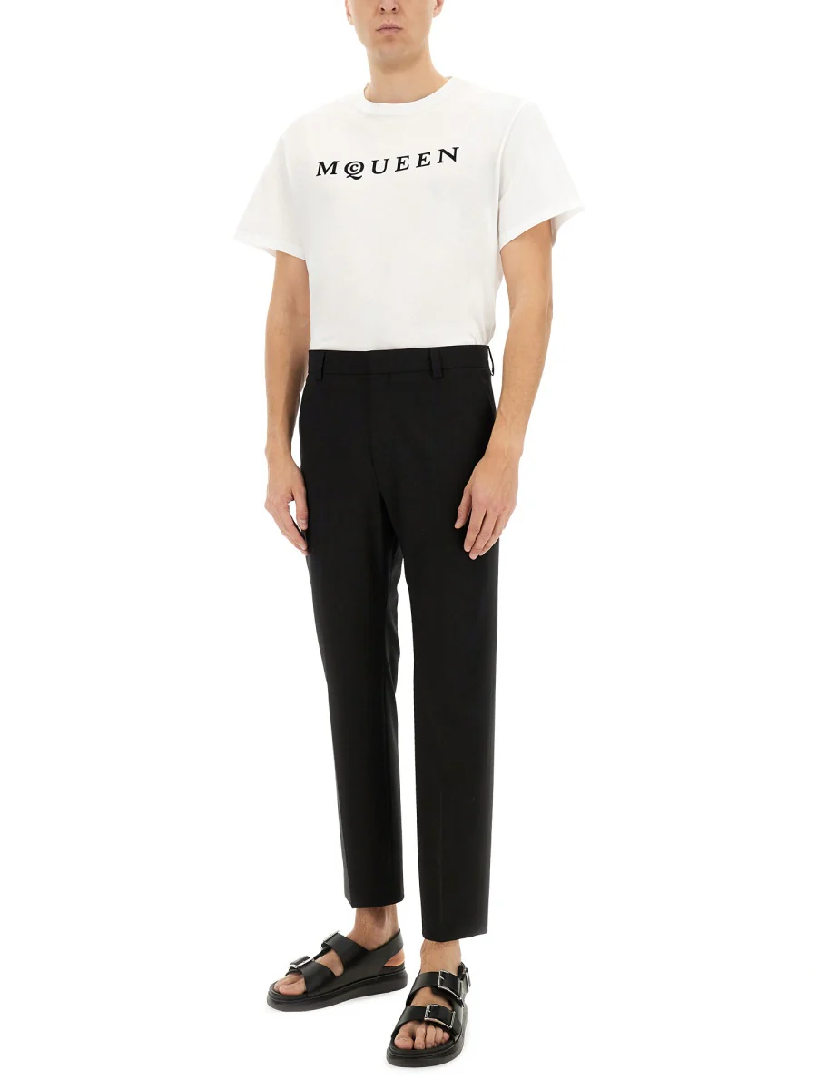 Alexander Mcqueen Logo Flock T-Shirt for Men - FW25 Collection - Image 4