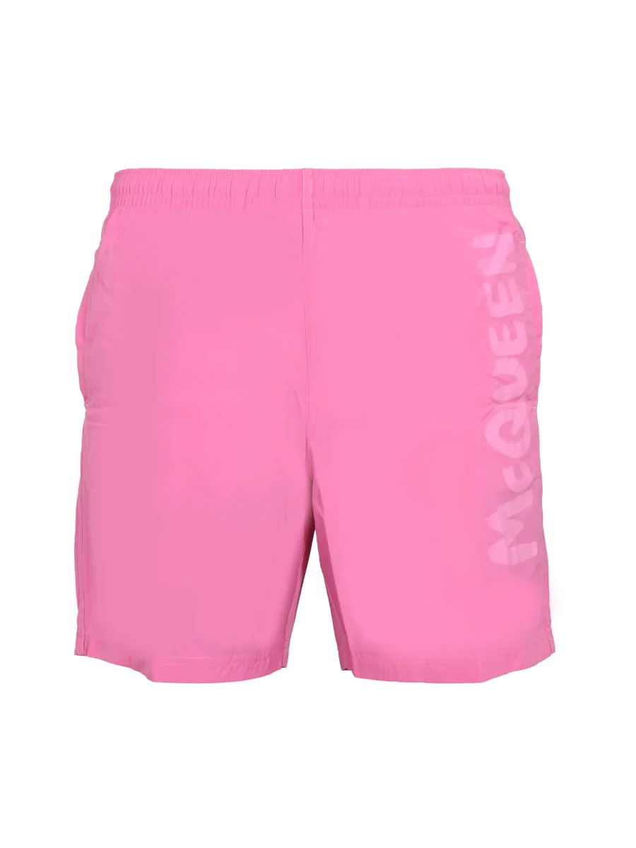 ALEXANDER McQUEEN Logo Print Swim Trunks