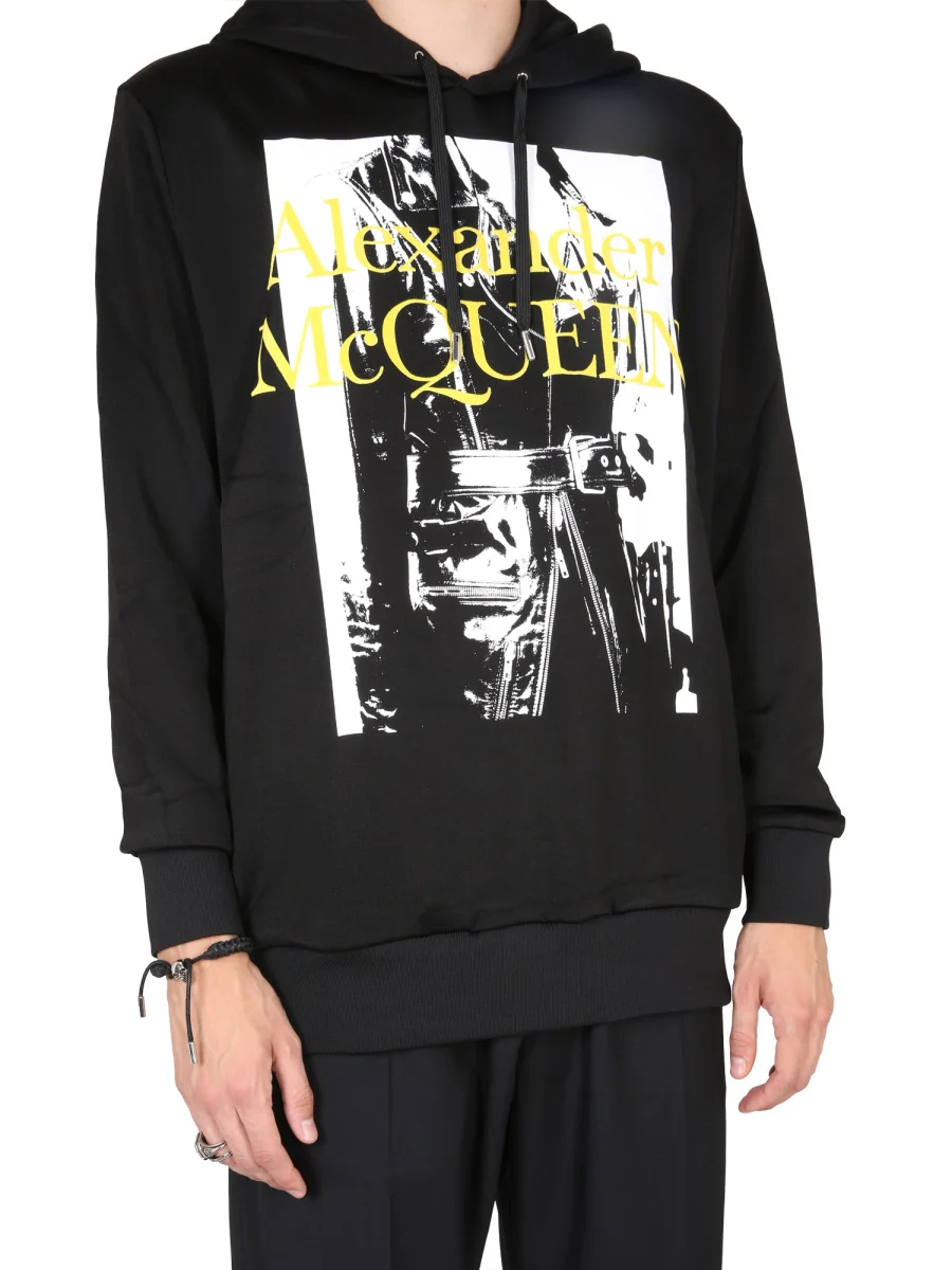 ALEXANDER McQUEEN Men's Loopback Atelier Print Hooded Sweatshirt - Reversible - Image 4