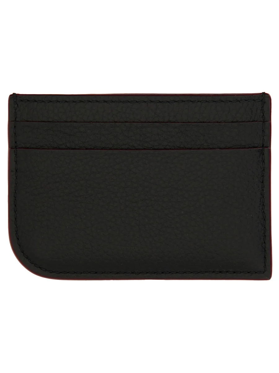 ALEXANDER McQUEEN Sling Card Holder in Full Grain Calfskin with Oxblood Patent Trim - Image 2
