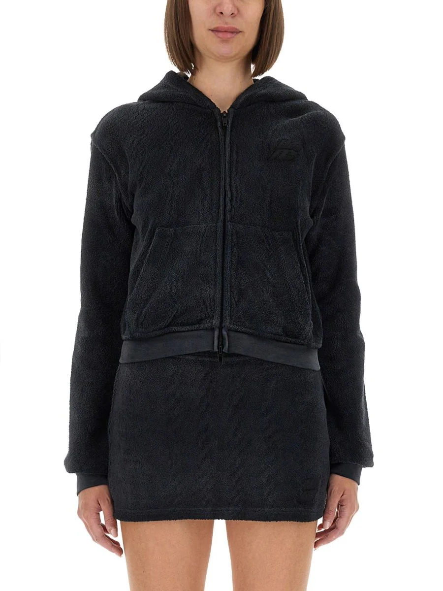 Alexander Wang Logo-embroidered Zip-front Hoodie