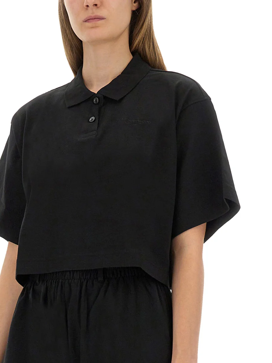 ALEXANDER WANG Short-Sleeved Cropped Polo Shirt - Image 4