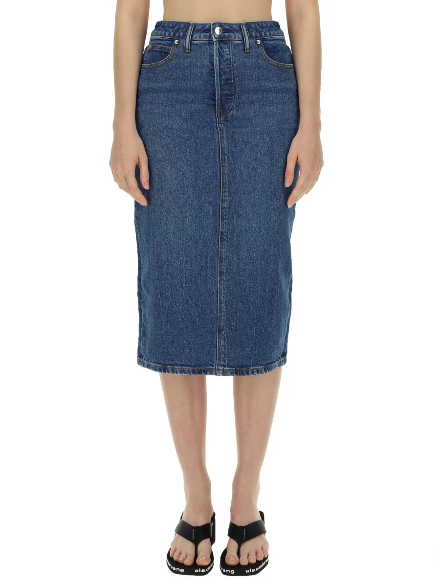 ALEXANDERWANG.T Low-rise Denim Midi Skirt