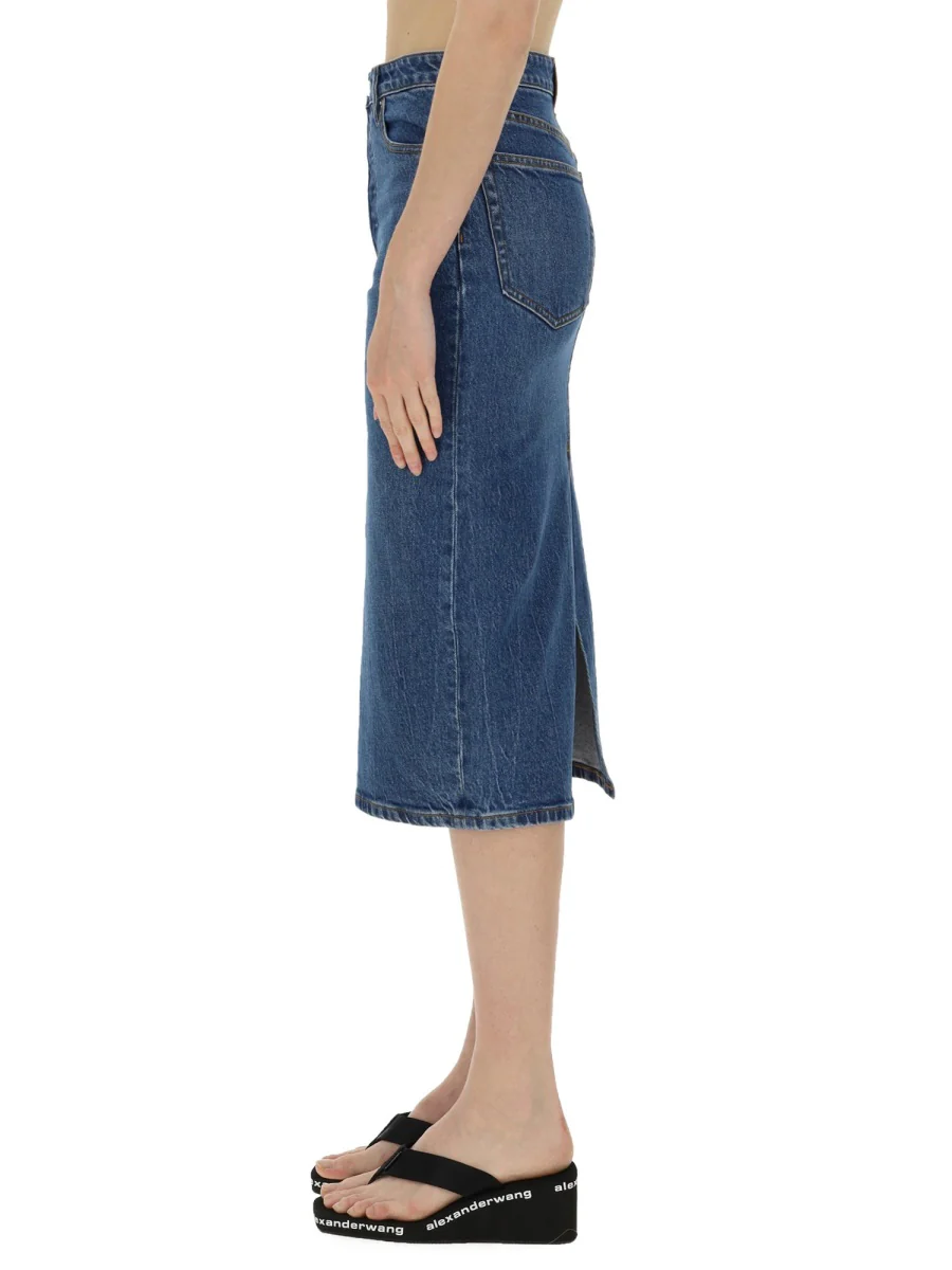 ALEXANDERWANG.T Low-rise Denim Midi Skirt - Image 3
