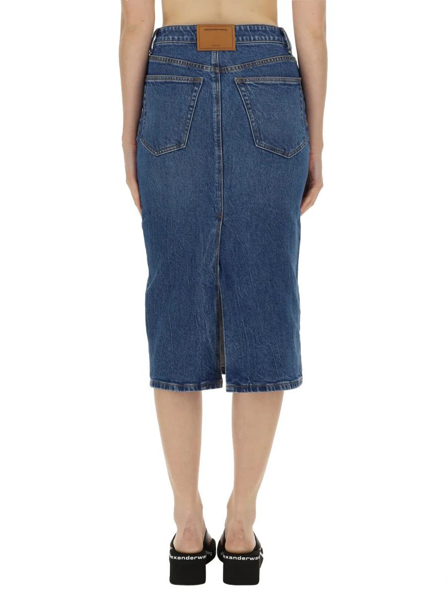 ALEXANDERWANG.T Low-rise Denim Midi Skirt - Image 4