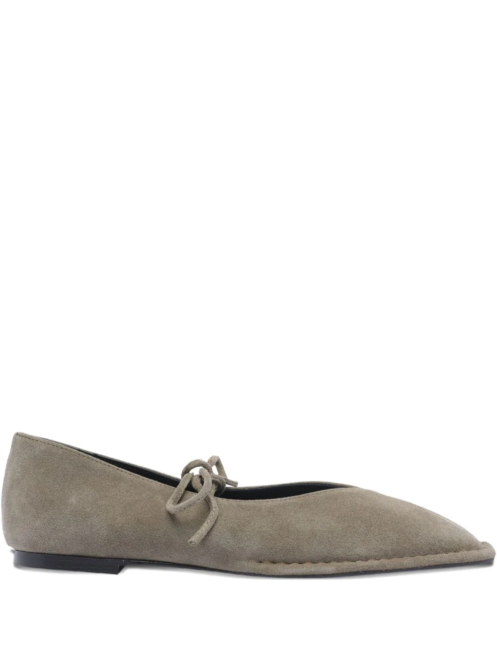 Alohas Elegant Square Toe Flats with Distinctive V-Cut Design and Bow Detail
