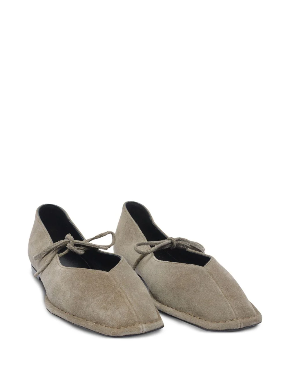 Alohas Elegant Square Toe Flats with Distinctive V-Cut Design and Bow Detail - Image 2