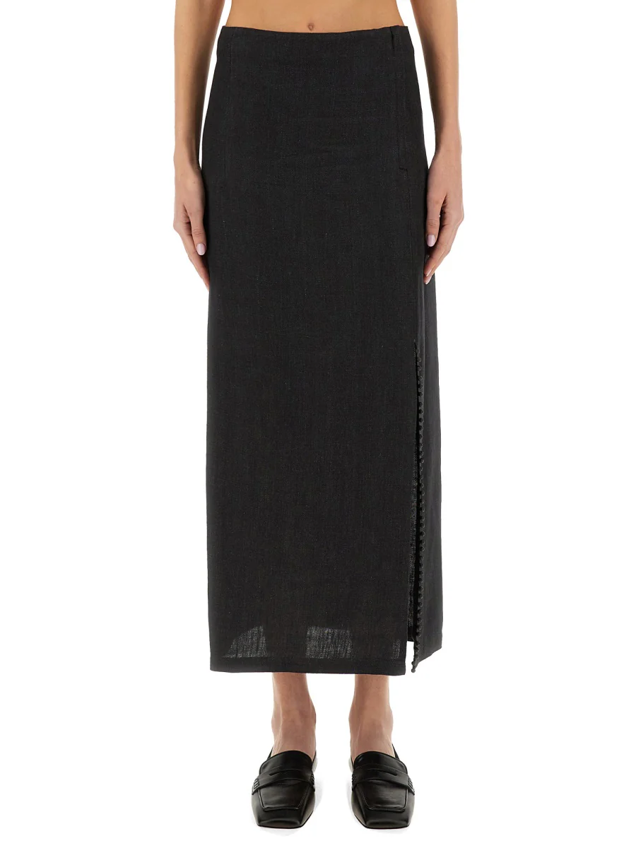 ALYSI Linen Skirt with Slit - Image 5