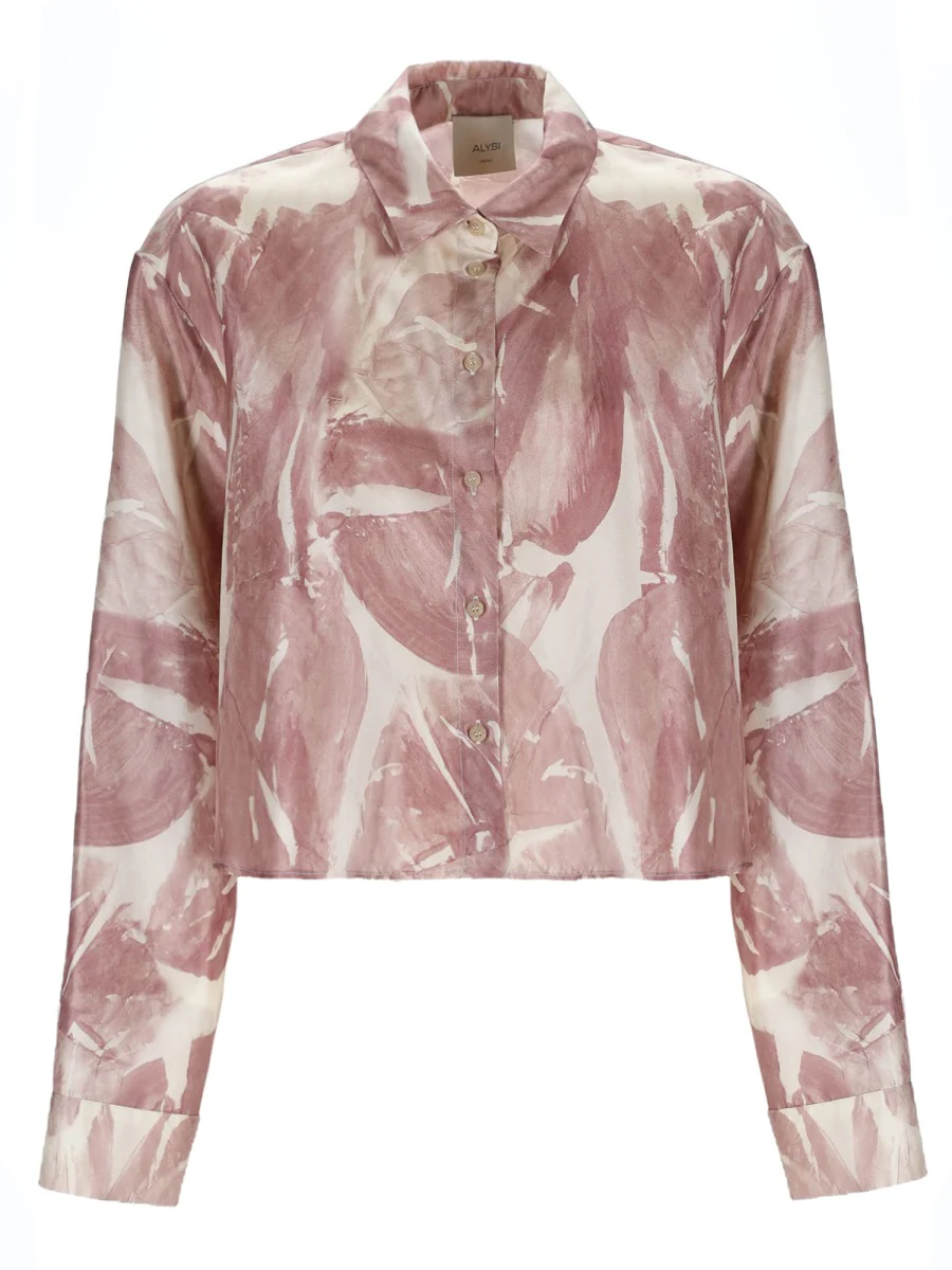 ALYSI Point-collar Print Shirt