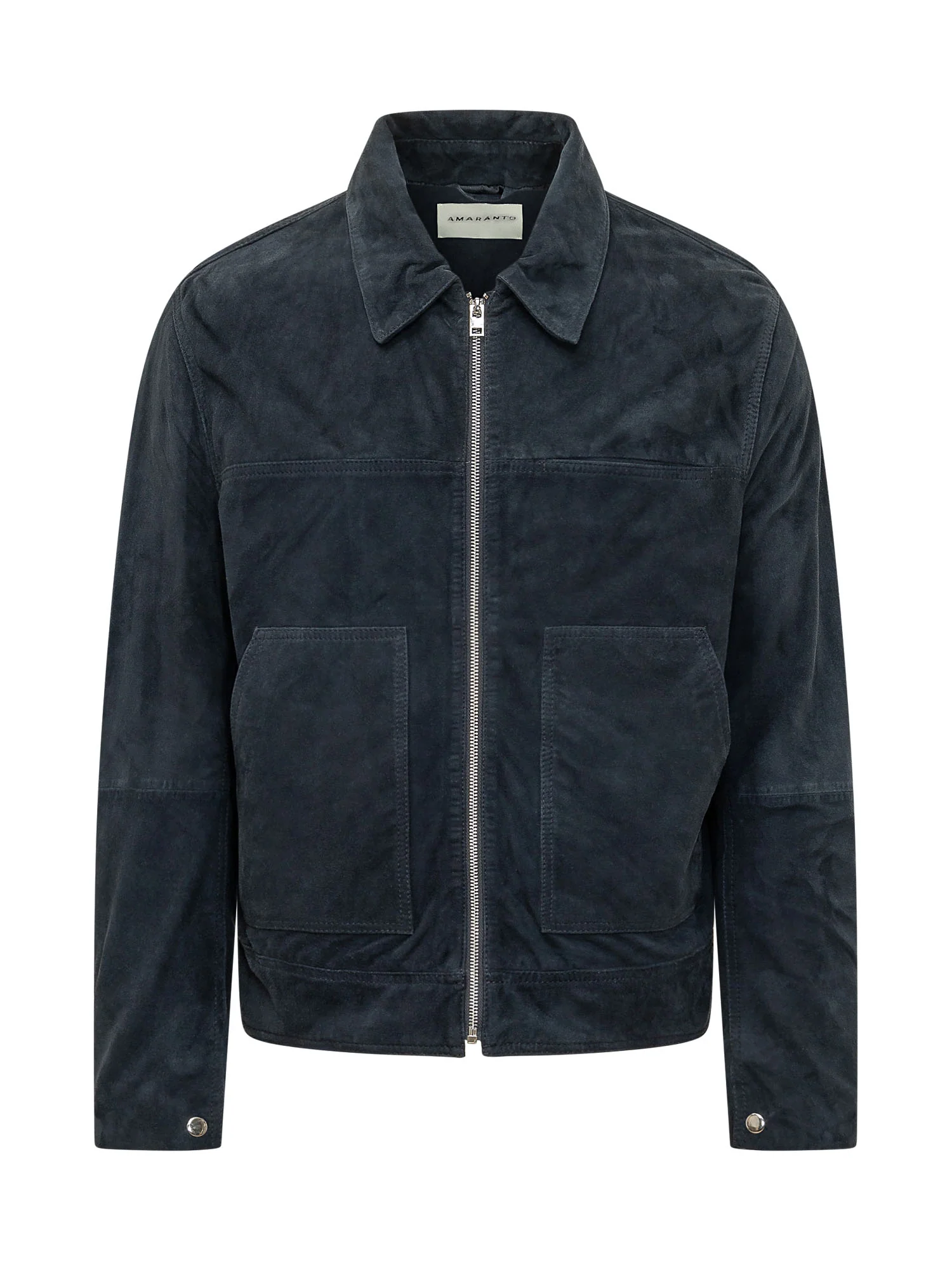 Amaranto Chic Mini Jacket with Zip and Applied Pockets