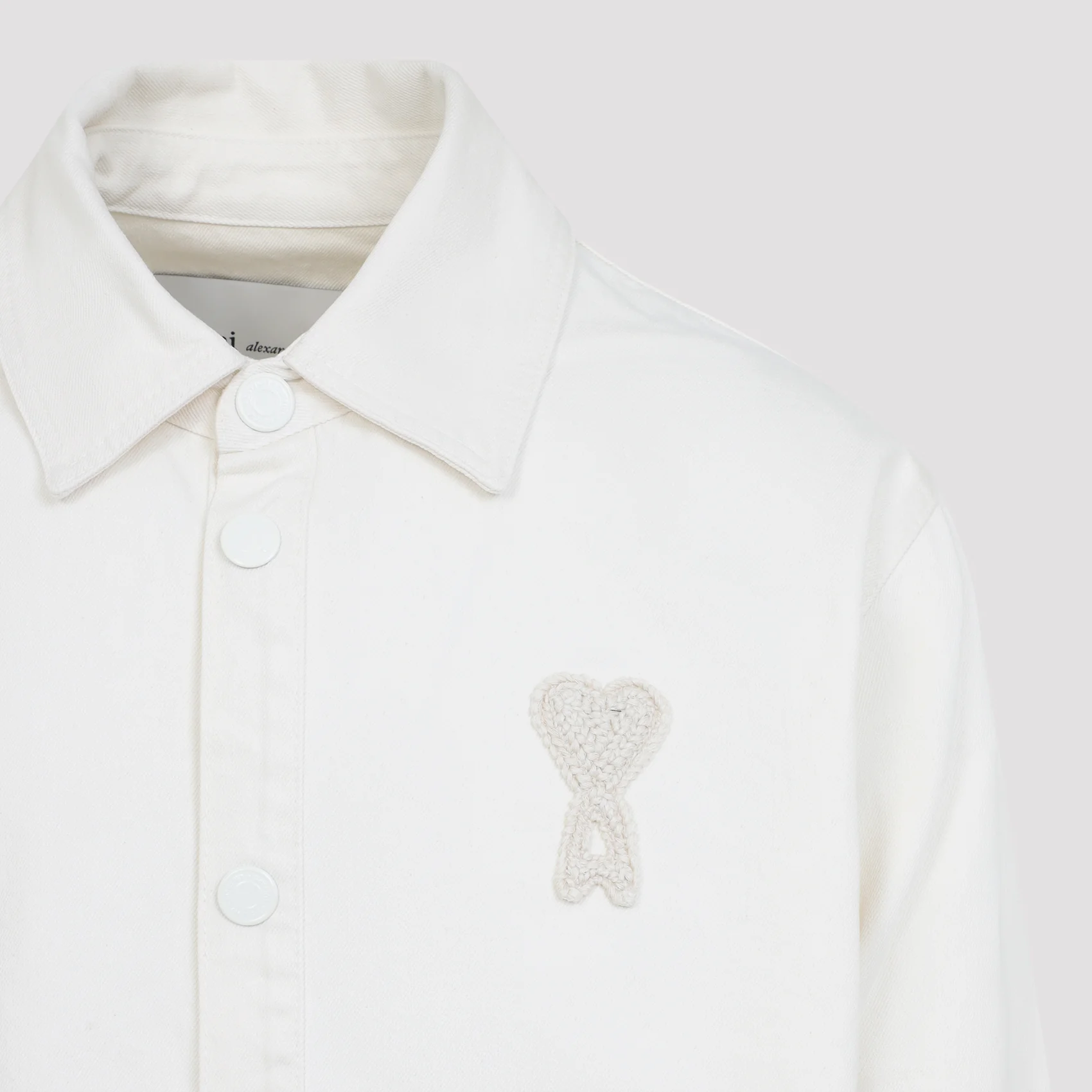 AMI PARIS Cotton Knitted Ami de Coeur Overshirt - Image 4