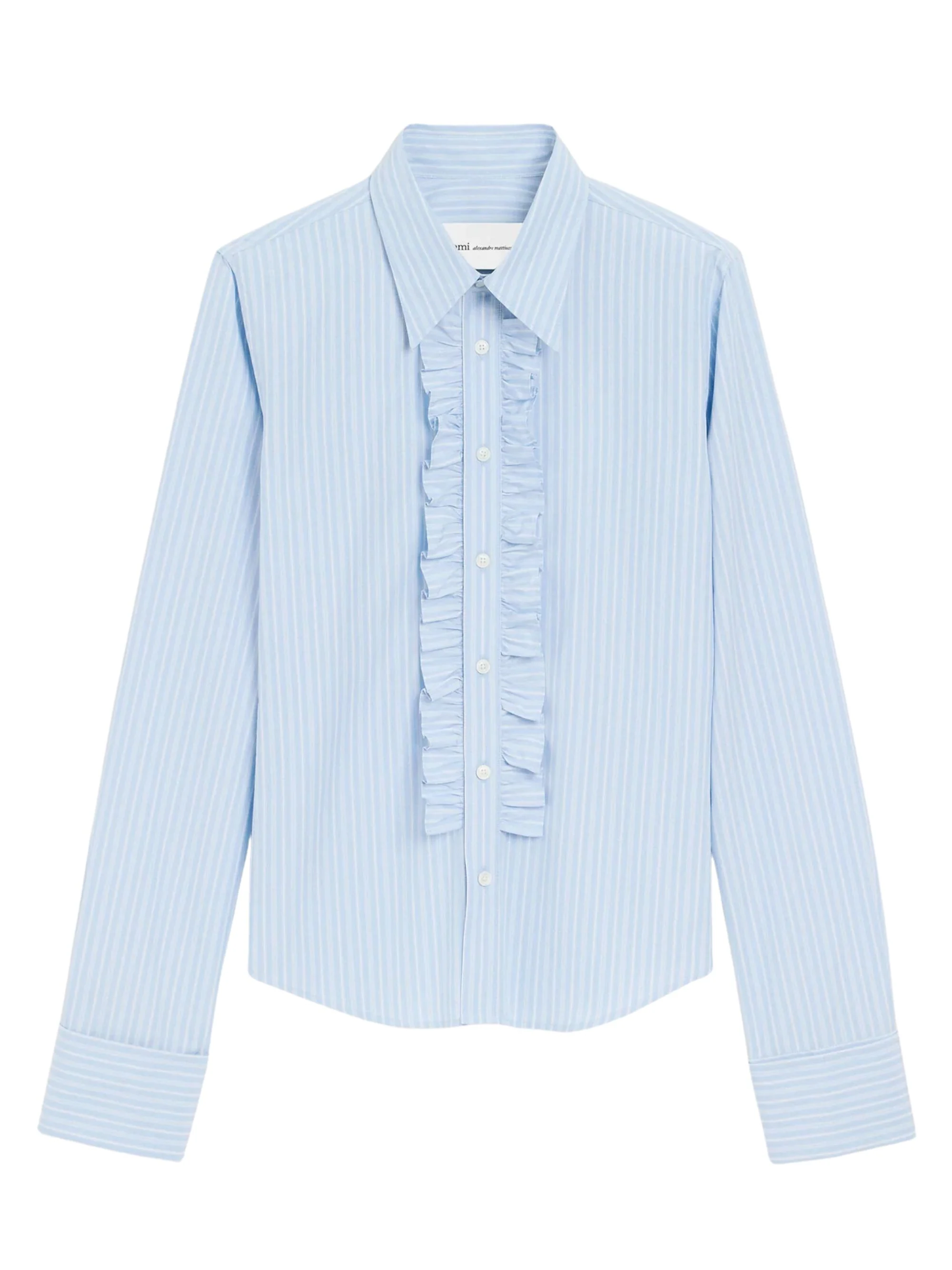 Ami Paris Cotton Long Sleeve Ruffled Adjusted Shirt - Image 4