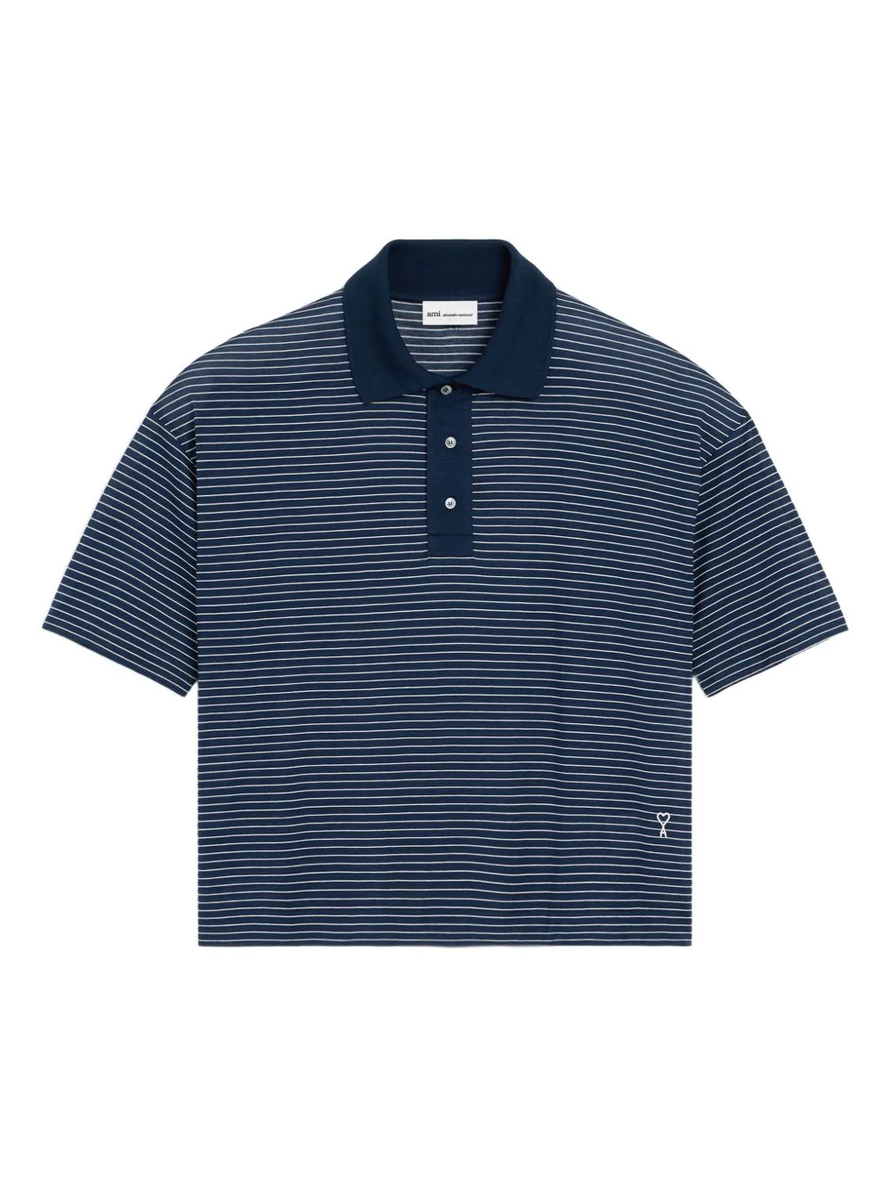Ami Paris Cotton Striped Ami de Coeur Polo - Image 2