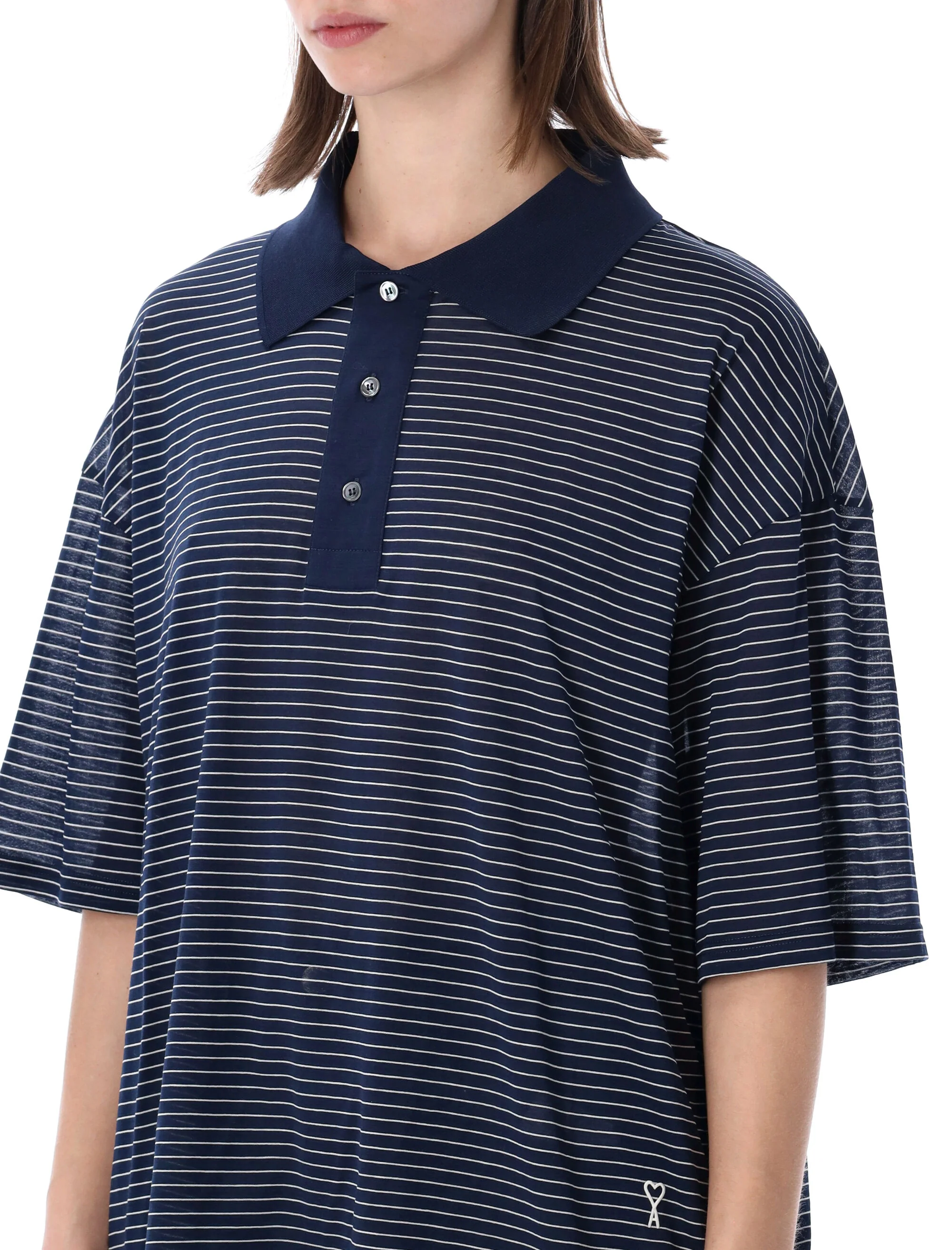 Ami Paris Cotton Striped Ami de Coeur Polo - Image 6