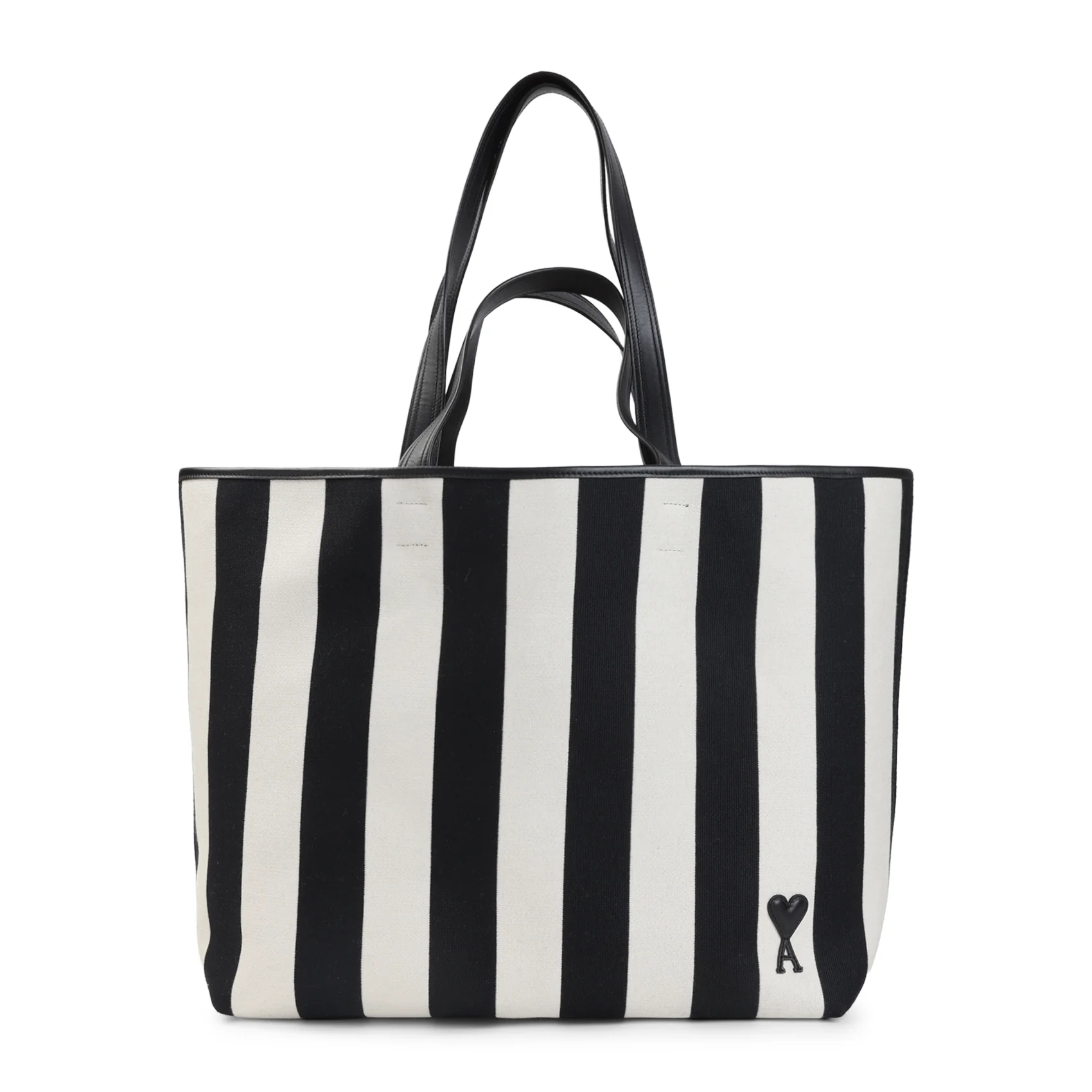 Ami Paris Large Ami de Coeur Striped Tote Bag - Image 2