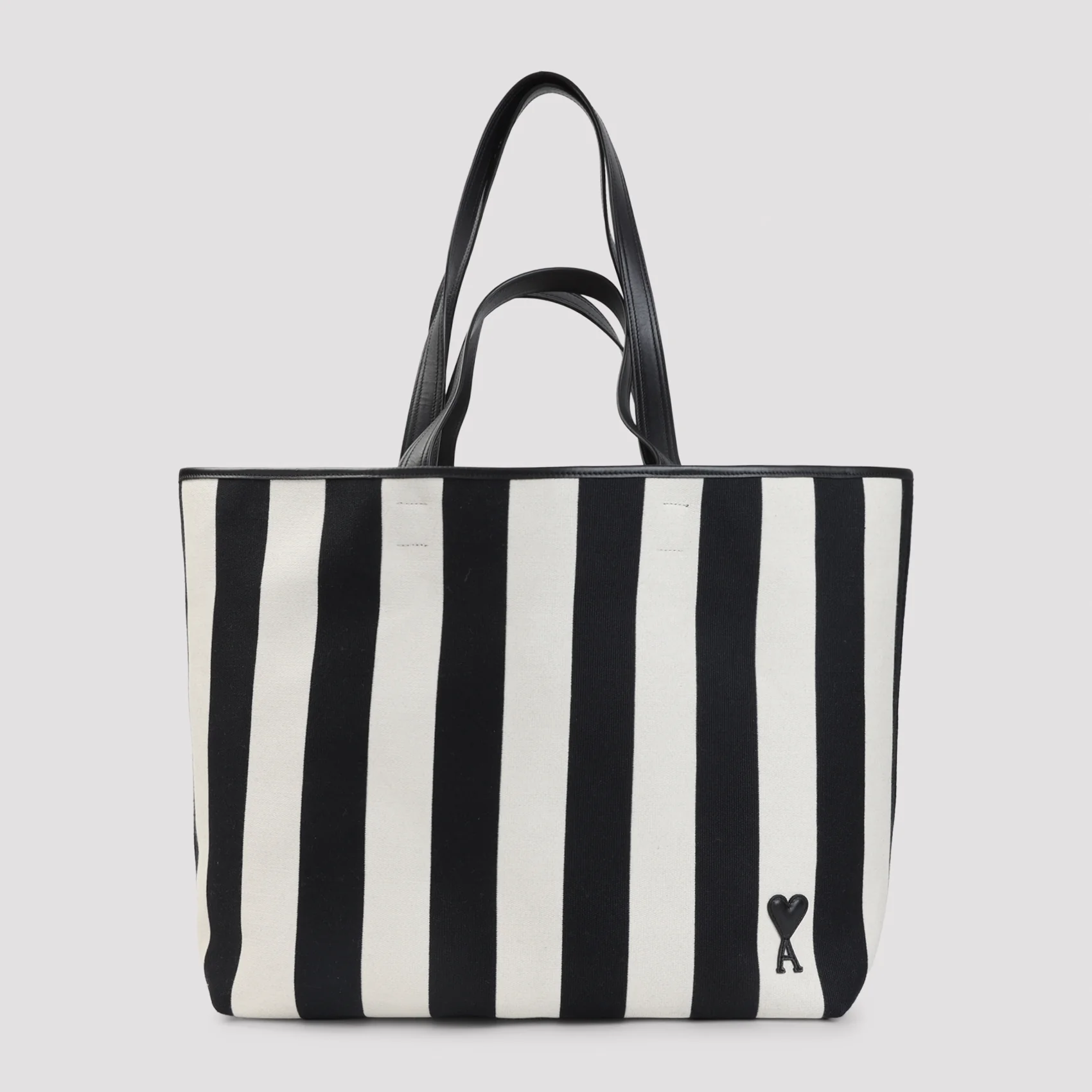 Ami Paris Large Ami de Coeur Striped Tote Bag - Image 3