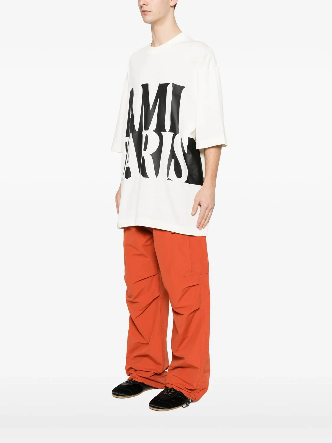 Ami Paris Oversized Fit Short Sleeve T-Shirt with Paint Print - Image 3